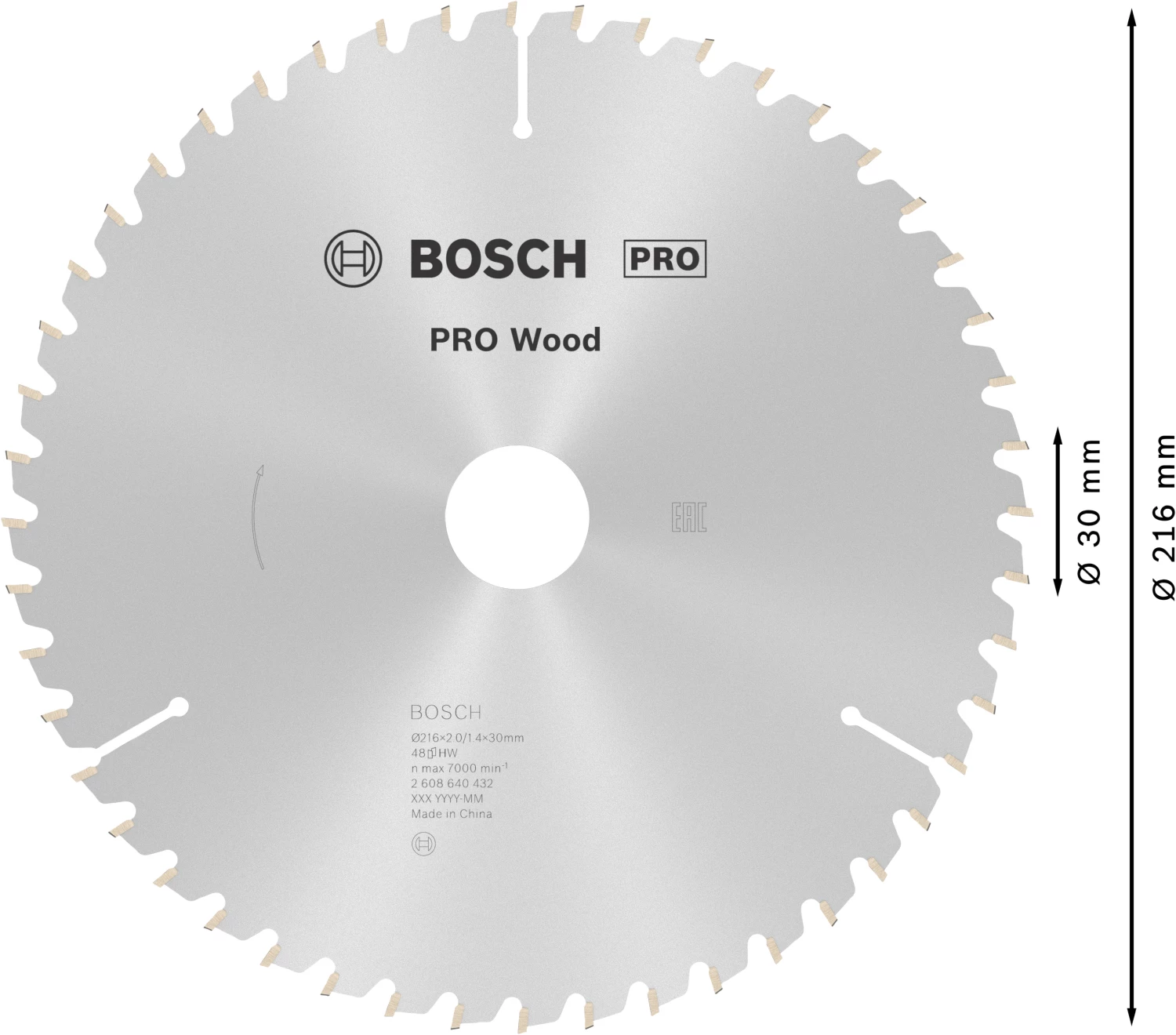Bosch 2608640432 - Lame de Scie Circulaire Optiline Wood, 216 x 30 x 2 mm, 48D-image