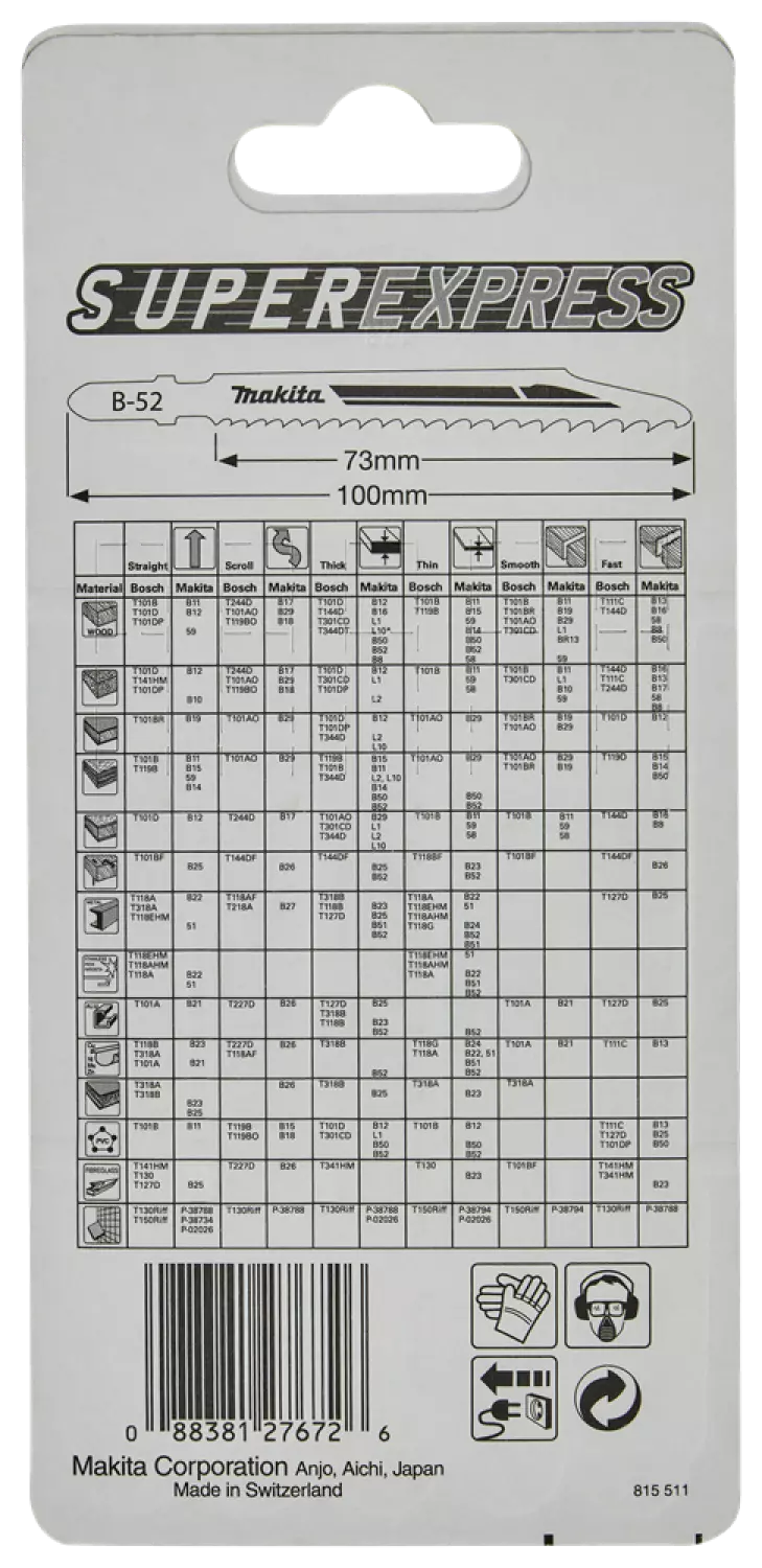Makita B-06482 HSS Decoupeerzaagblad B52 - Hout met spijkers / Aluminium / Kunststof (5st)-image
