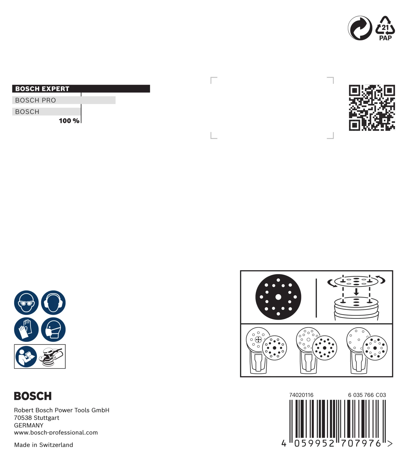 Bosch 2608902399 Disque abrasif EXPERT O780 avec support film - 125 mm - K60 (6 pièces)-image