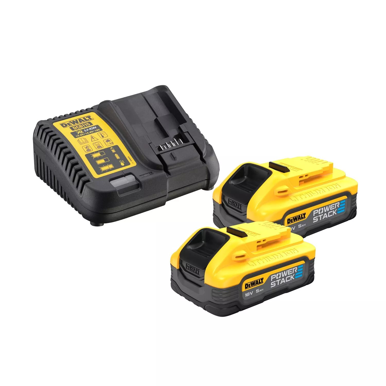 DeWALT DCK2050H2T Batterie Li-ion 18 V, ensemble combiné (2 batteries 5,0 Ah) de perceuse à percussion/visseuse (DCD805N) et visseuse à chocs (DCF850N) dans TSTAK-image