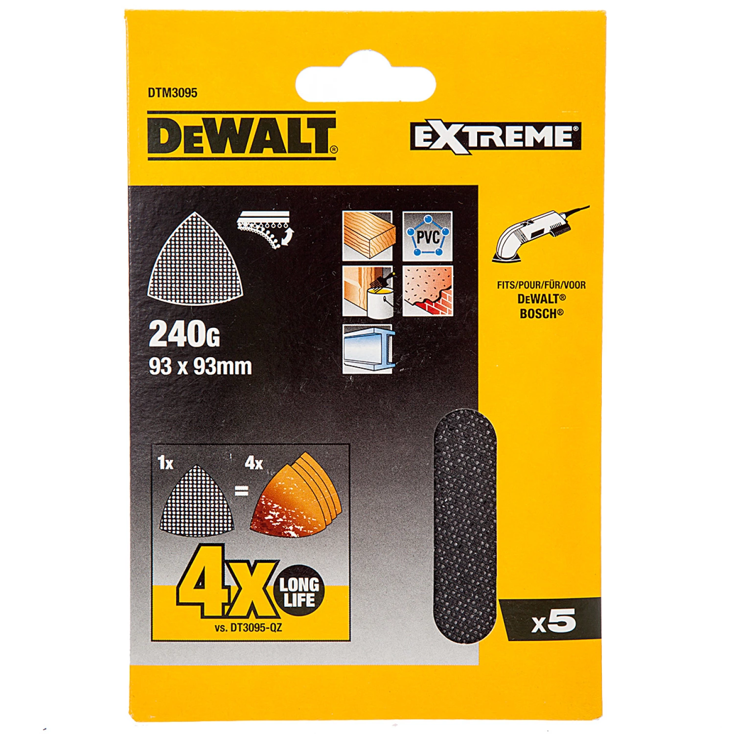 DeWALT DTM3095 Mesh schuurgaas - K240 - 93x93mm - 5st