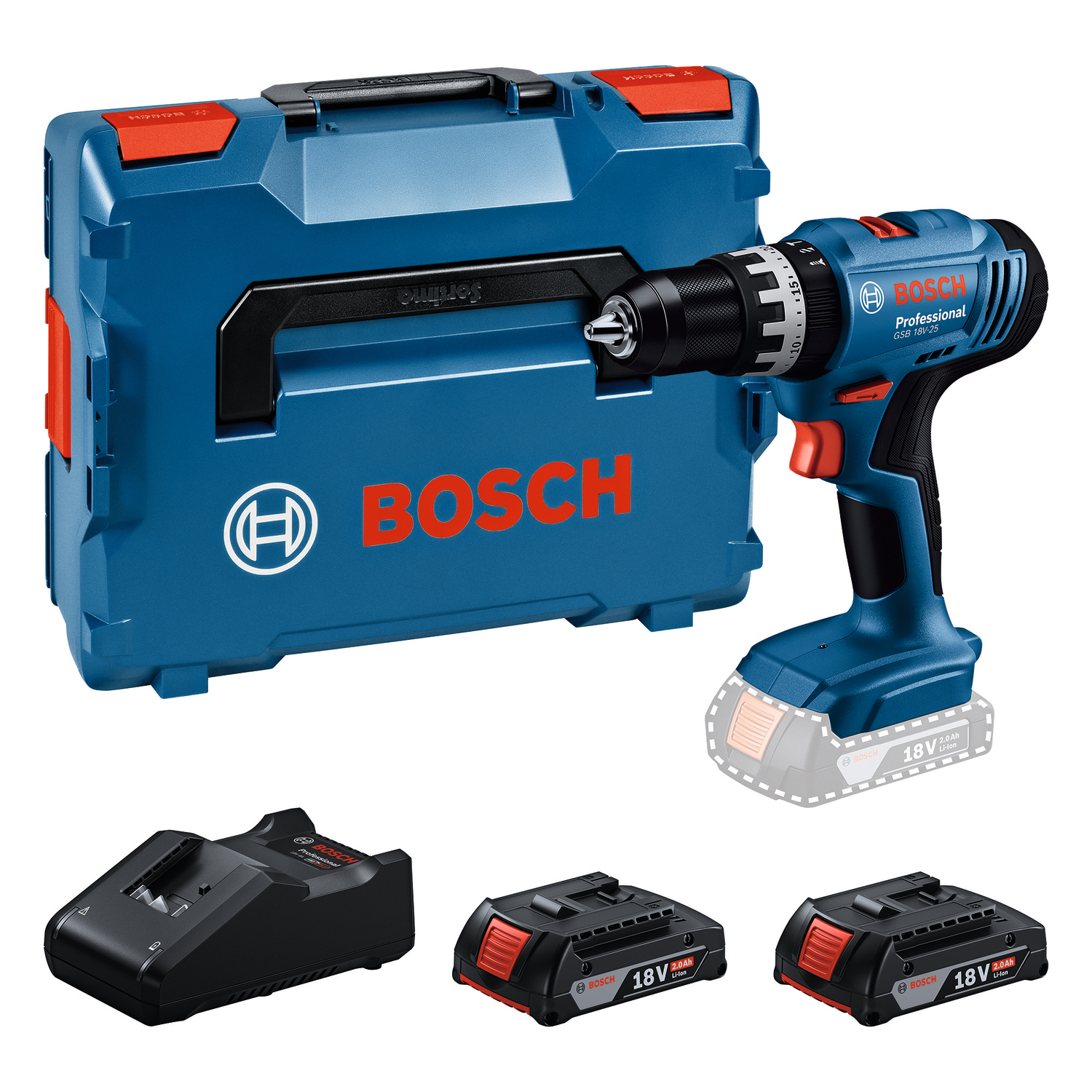 Bosch GSB 18V-25 18V accu Klopboor-/schroefmachine set (2x 2,0 Ah) in L-boxx-image