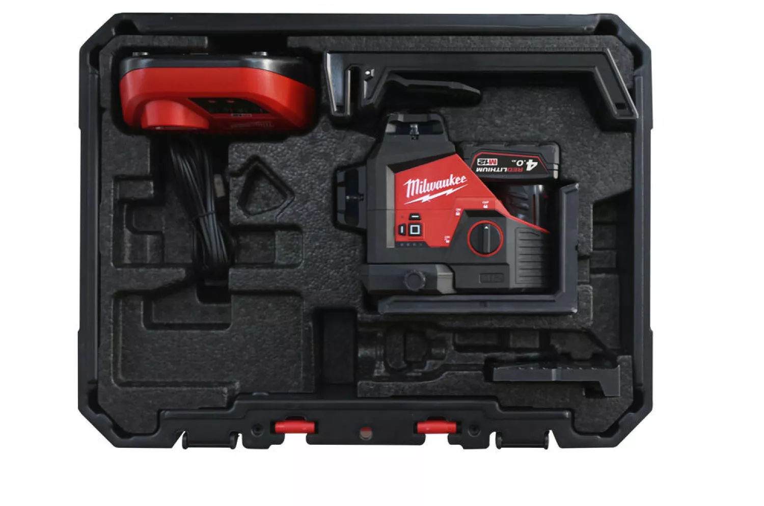 Milwaukee M12 3PL-401C 12V Li-Ion accu kruislijnlaser set (1x 4,0Ah) in koffer - 3 lijnen - Groen - 38m-image