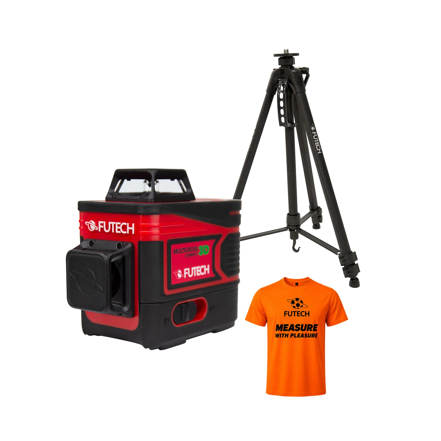 FUTECH MC3D Multicross 3D Compact kruislijnlaser set incl. statief in koffer - groen - 2x 150m - 3 lijnen + WK Shirt NL-image