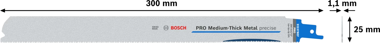 Bosch PRO S1237BEF Medium-Thick Precise reciprozaagblad - 300mm - metaal (5st)-image