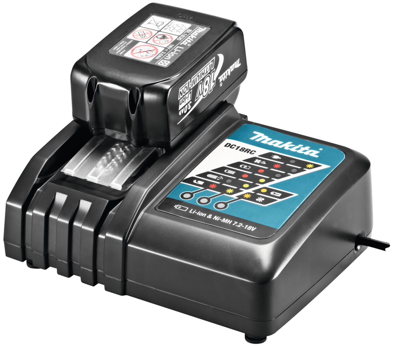 Makita DC18RC - Chargeur rapide Li-ion 7,2V - 18V - Avec système de refroidissement-image