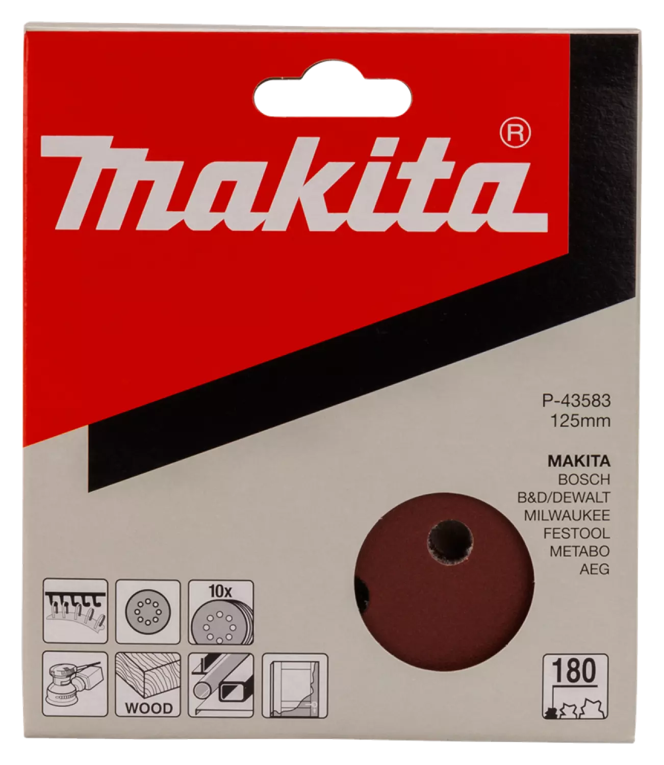 Makita P-43583 - Disque abrasif - rouge - G180 - 125mm (10pcs)-image