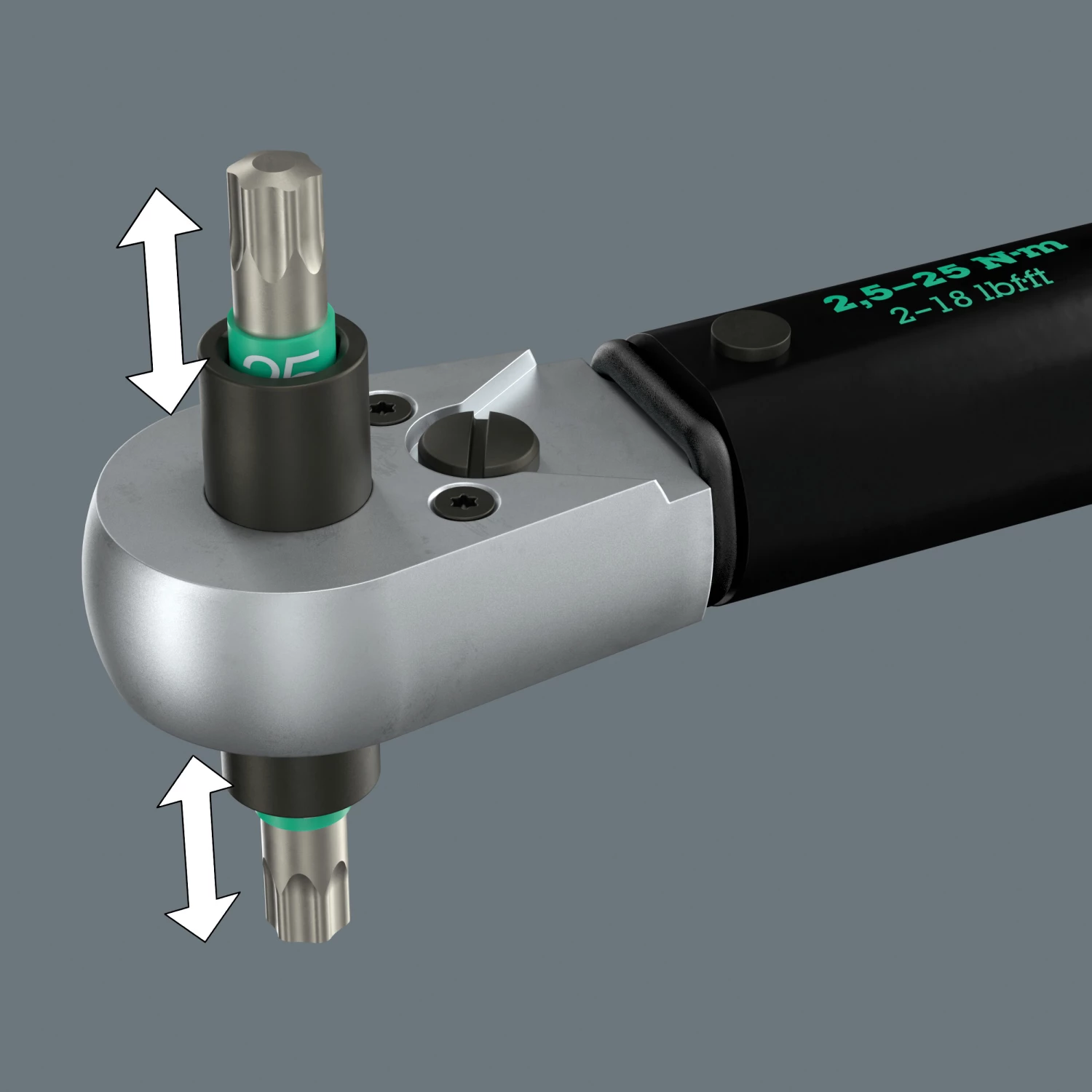Wera 05075694001 Click-Torque Lock A6 R/L Clé dynamométrique avec cliquet réversible - 2,5-25 Nm - 1/4 » - Droite/Gauche-image