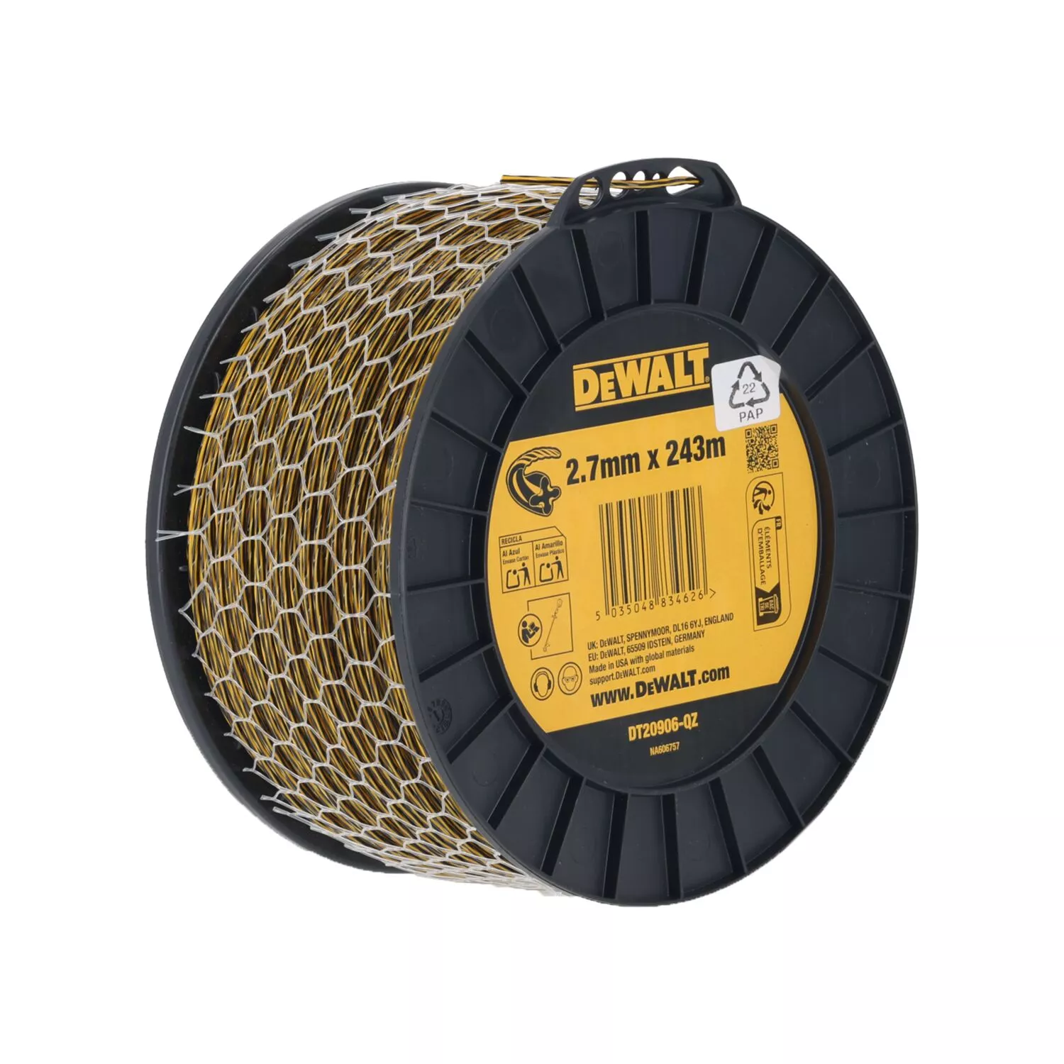 DeWALT DT20906 Fil de coupe pour coupe-bordures professionnels - 210 m - 2,7 mm-image