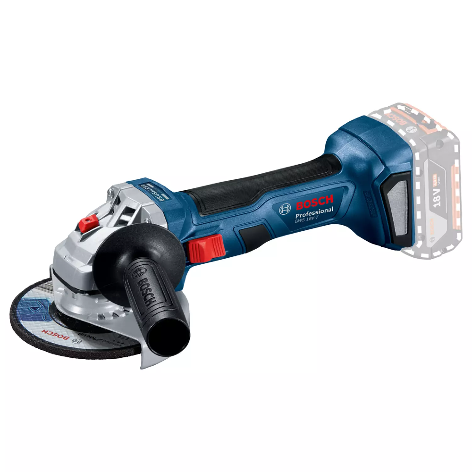 Bosch GWS 18V-7 18V Li-Ion accu haakse slijper body - 125mm - koolborstelloos-image