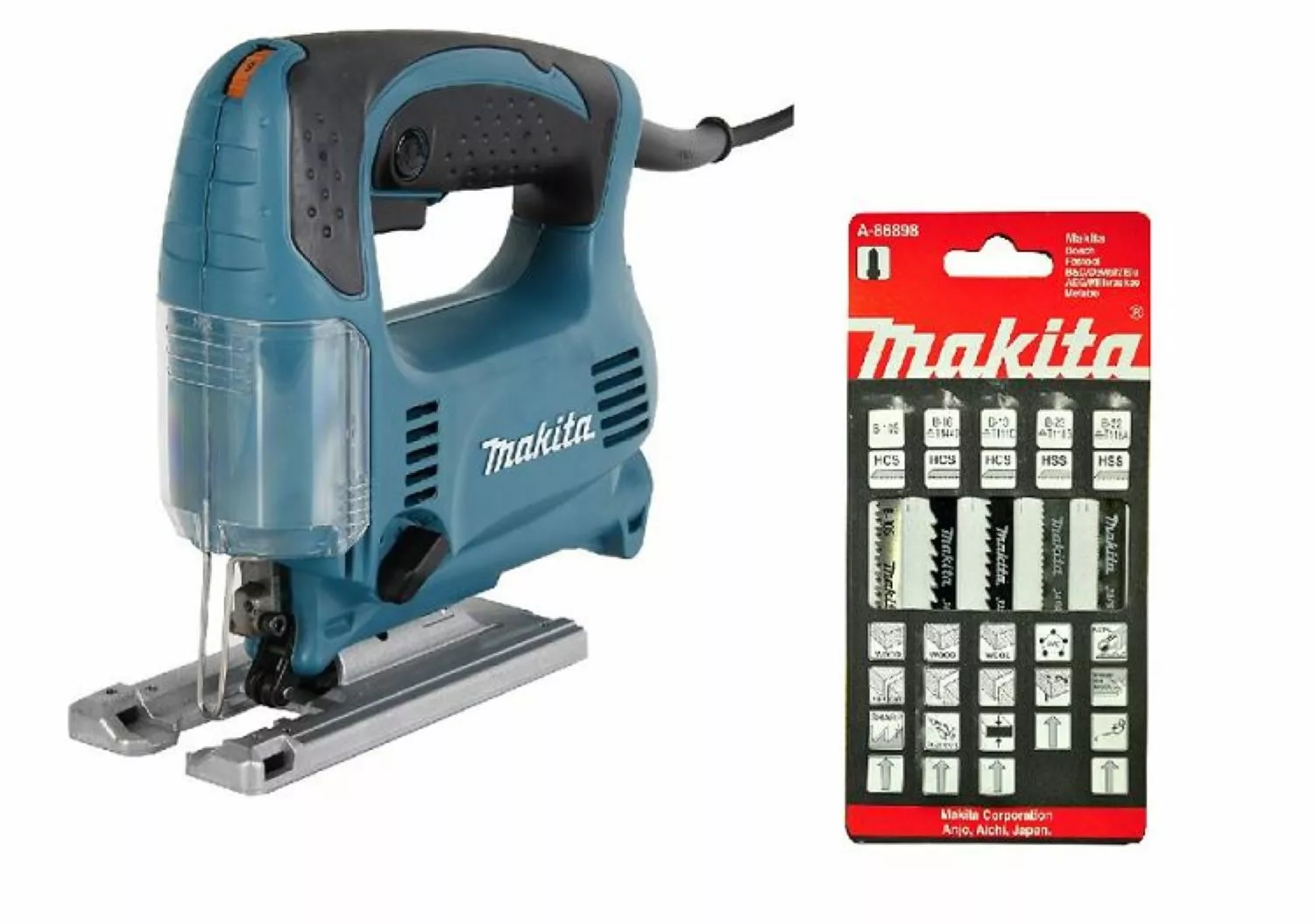 Makita 4329 + A-86898 Decoupeerzaag body - 5-delige decoupeerzaagbladset-image