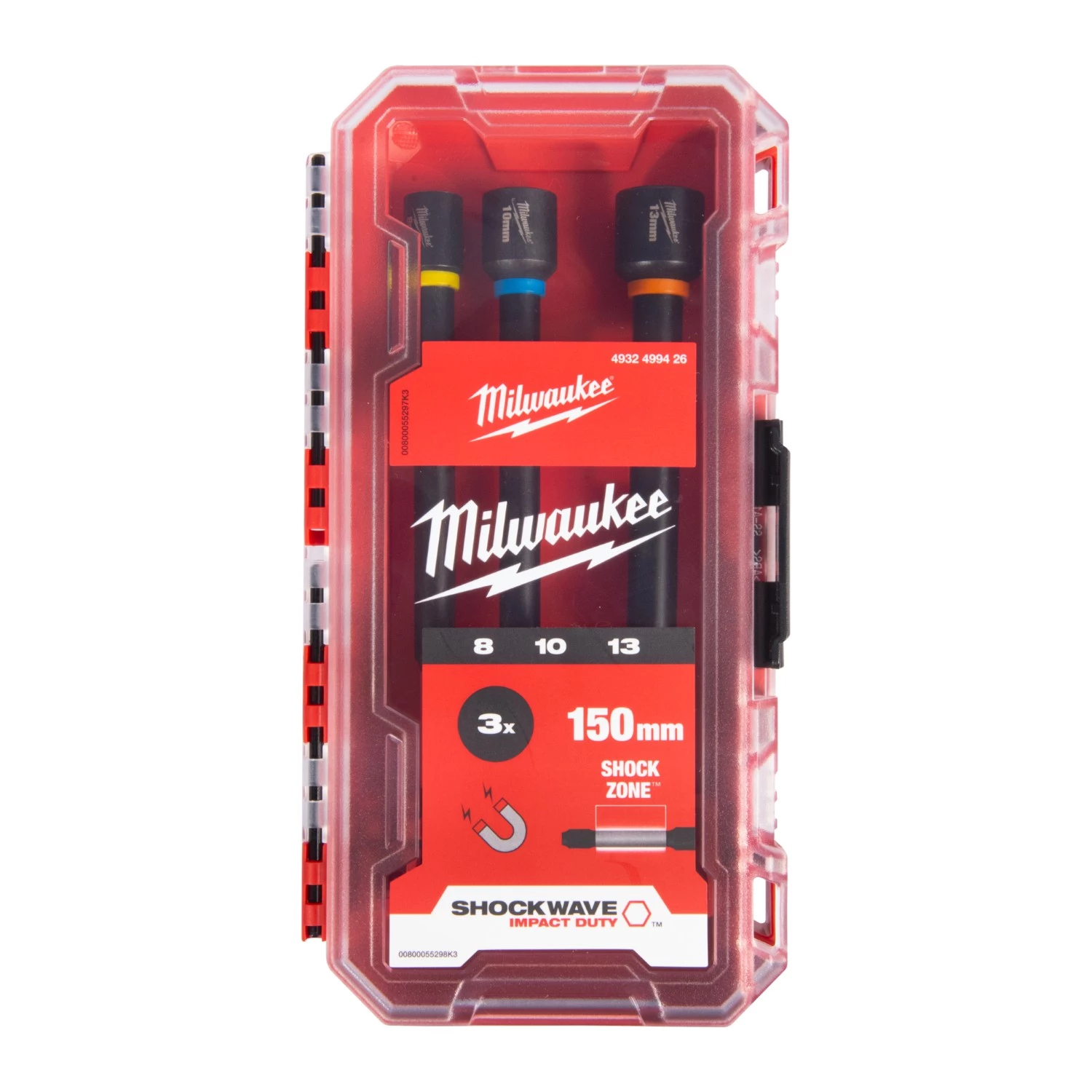 Milwaukee 4932499426 SHOCKWAVE Jeu long d'embouts magnétiques PACKOUT Ready Box (8/10/13 x 150 mm)-image