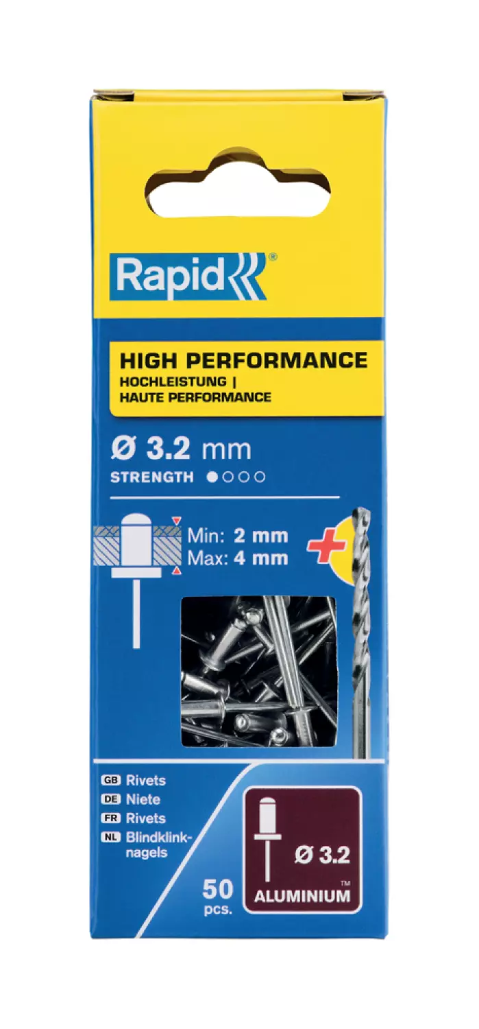 Rapid 5000383 Blindklinknagels incl. boor - Aluminium - 3,2x8mm (50st)-image