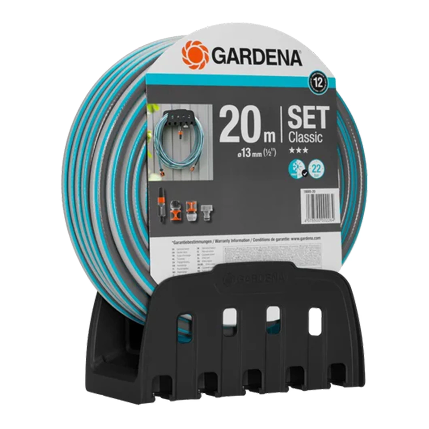 Gardena 18005-50 Tuyau Classic - 13 mm - 20 m (1/2« ) + bras + support mural-image