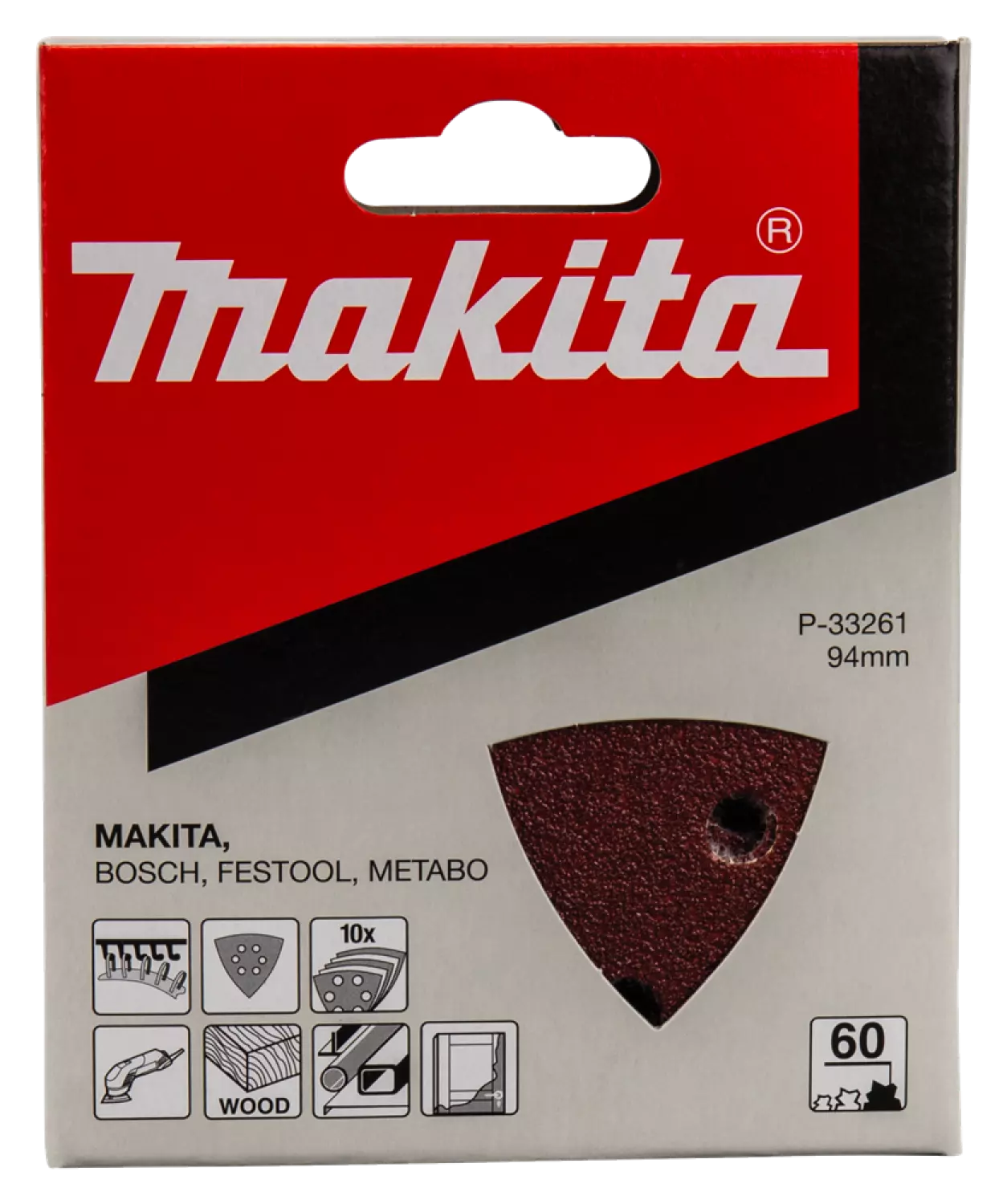 Makita P-33261 Deltaschuurvel Red - K60 - 94x94x94mm (10st)-image