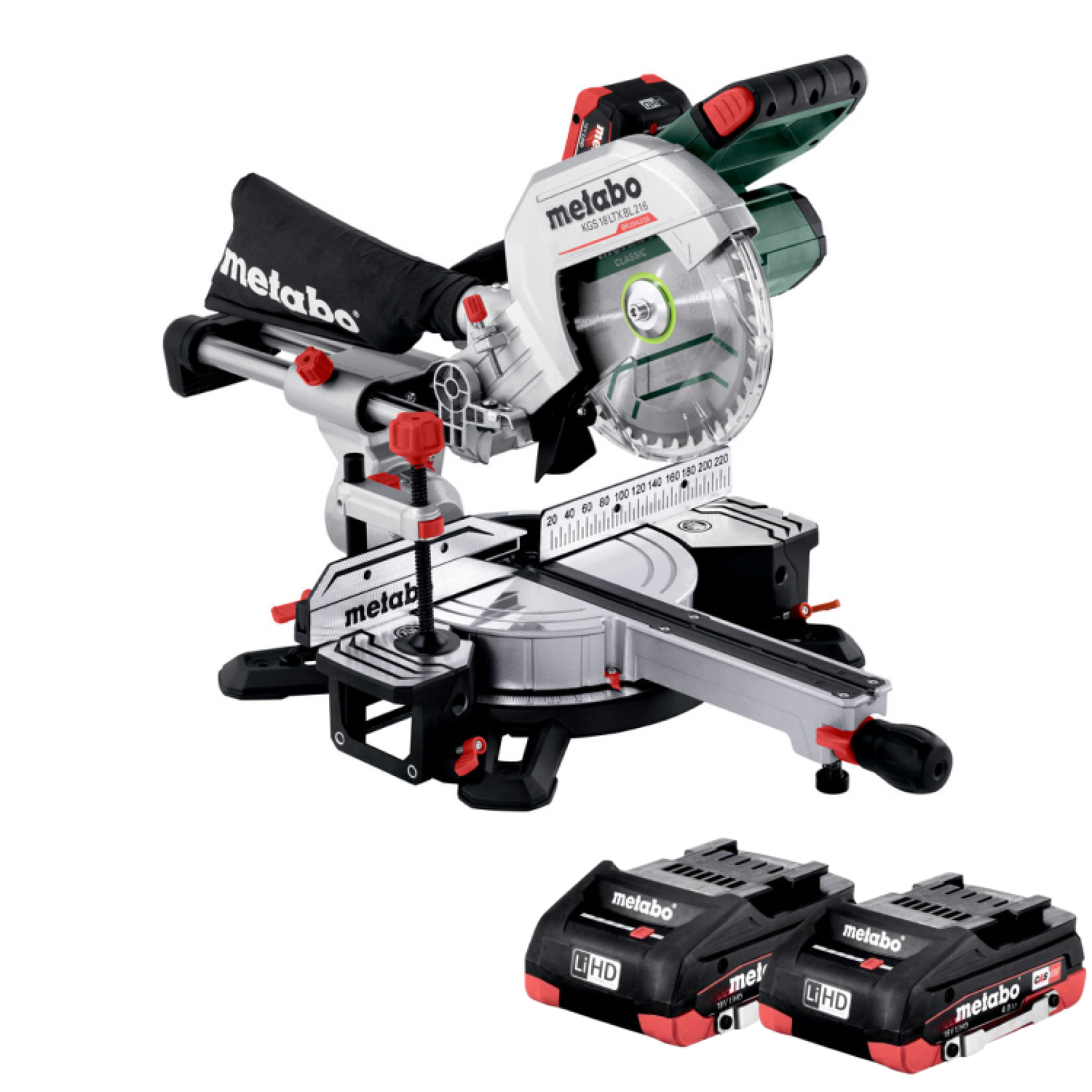 Metabo KGS 18 LTX BL 216 LiHD Accu afkortzaag set (2x 8Ah) - 216 x 30mm-image
