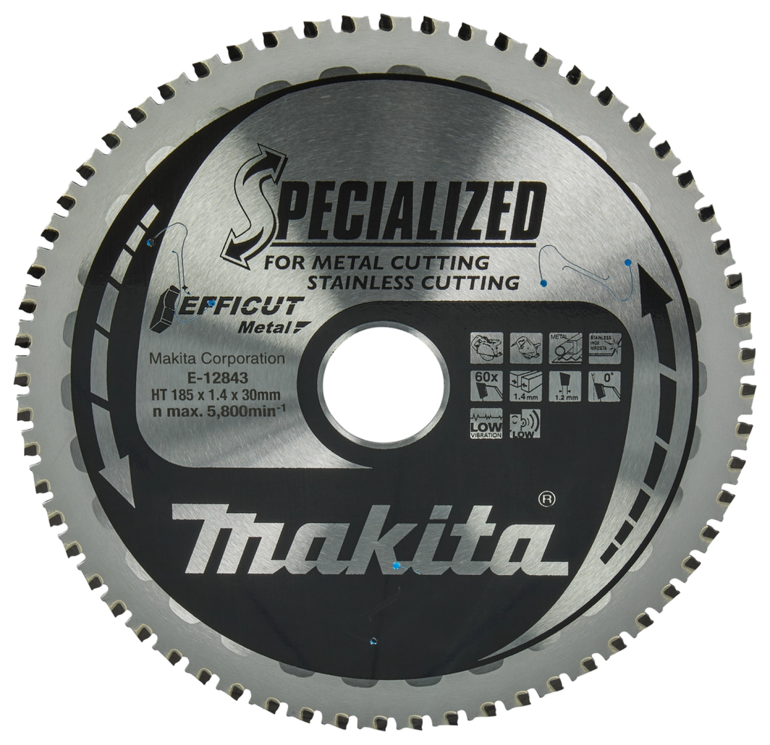 Makita E-12843 Efficut Lame de scie circulaire RVS/Acier - 185x30x1,4mm 60T-image