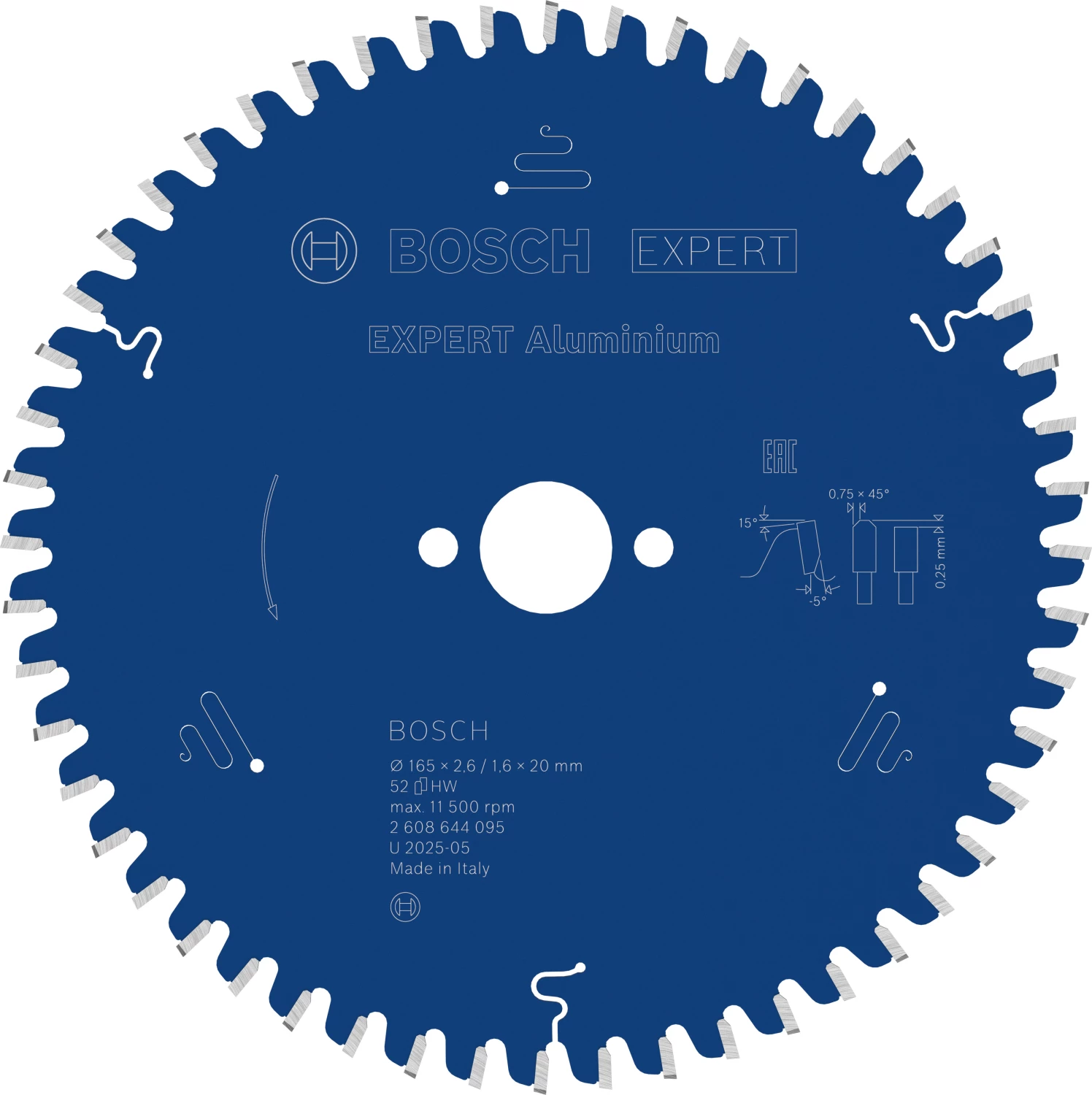 Bosch 2608644095 EXPERT cirkelzaagblad - 165 x 20 x 52T - aluminum-image