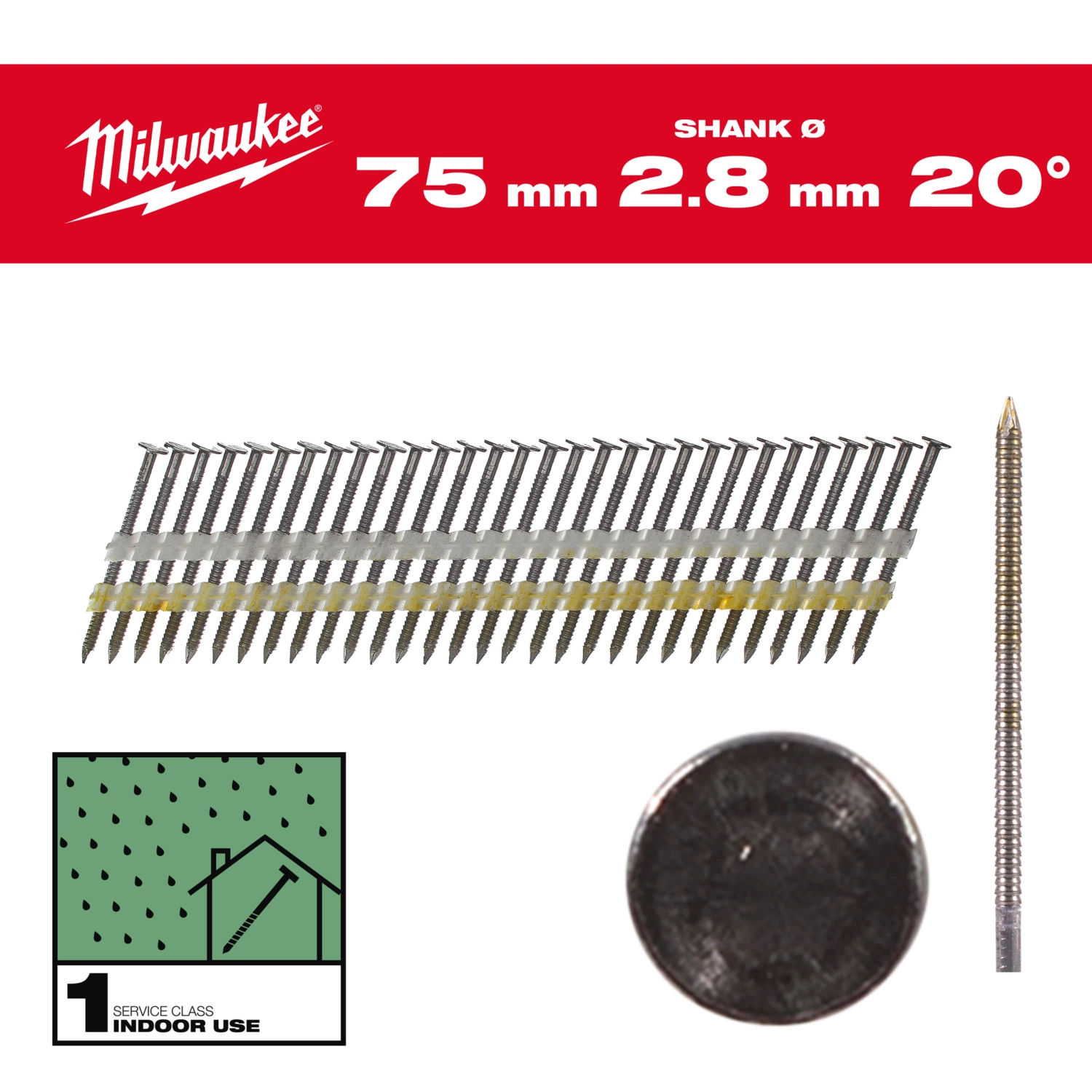 Milwaukee 4932492588 Clous tête ronde 20 75mm/RS/B/SC1-2kpc-image