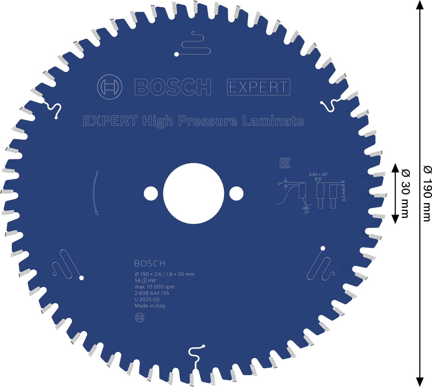 Bosch 2608644135 EXPERT cirkelzaagblad - 190 x 30 x 56T - laminaat-image