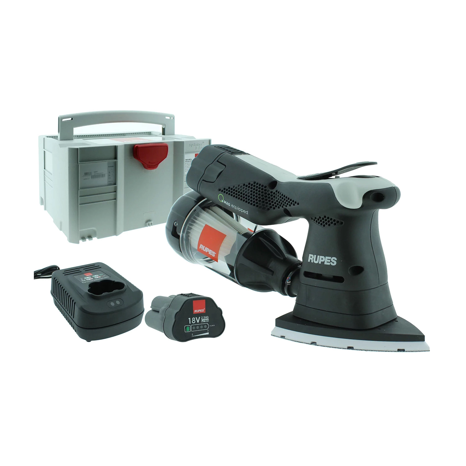 RUPES RU-HSS73 18V Li-ion Accu Deltaschuurmachine set (2x 2.5Ah) - iBrid - met stofafzuiging - in systainer-image