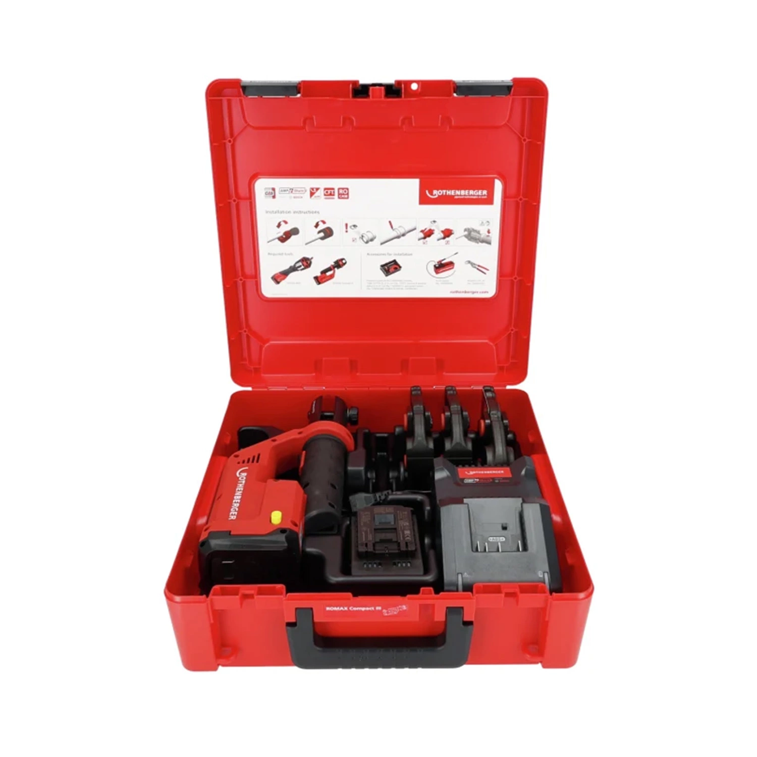 Rothenberger 1000004280 Romax Compact III 18V accu perstang set (1x 4.0Ah accu + lader) incl. TH bekken - 16-20-26mm - AMPShare-image