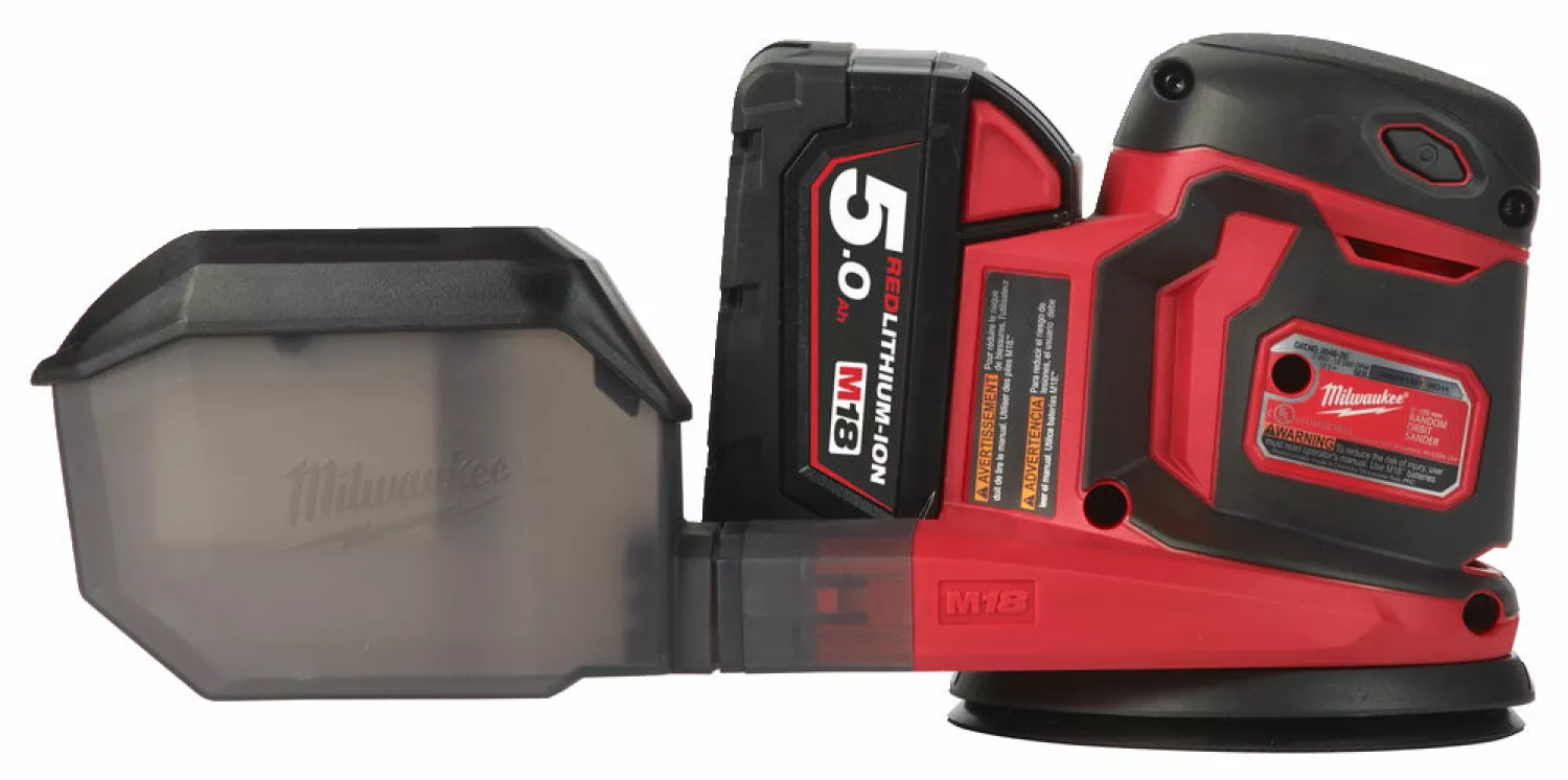 Milwaukee M18 BOS125-502B Set de ponceuse excentrique à batterie Li-Ion (2x batterie 5.0Ah) dans le sac - 125mm-image