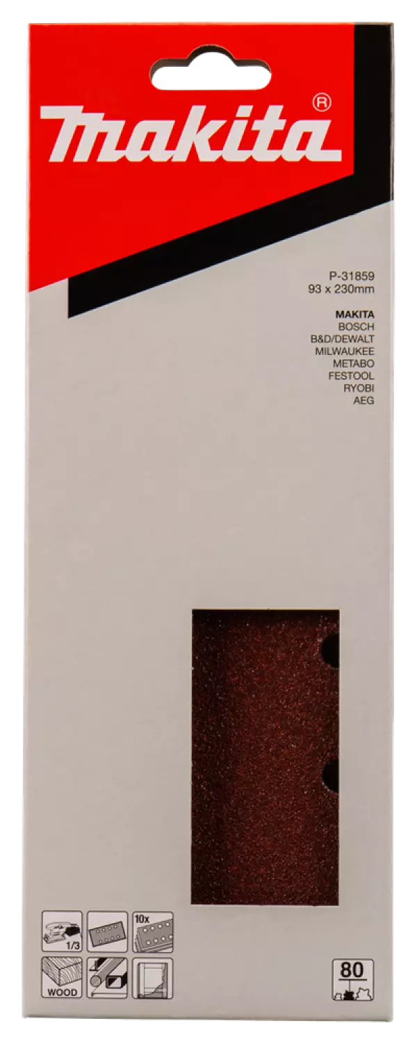 Makita P-31859 Vlak schuurvel Red - K80 - 93 x 230mm (10st)-image