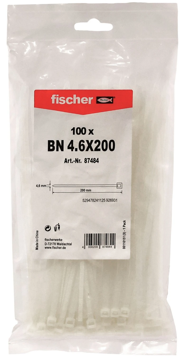 fischer Kabelbinder - Transparant - 4.6x200 mm - 100st