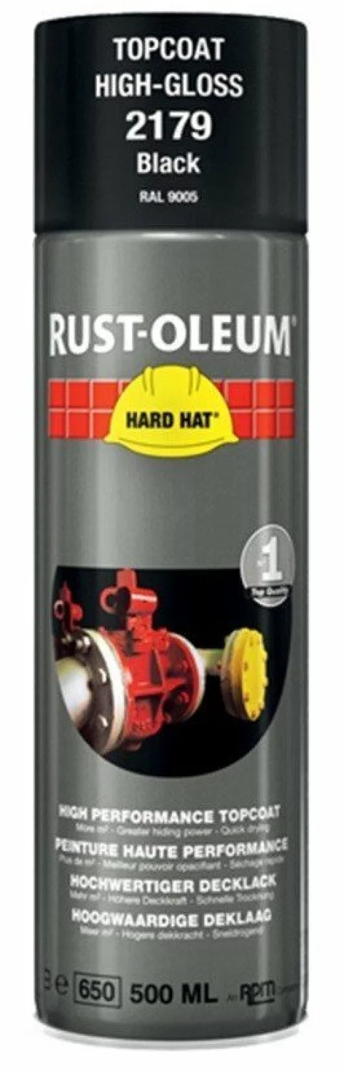 Rust-Oleum Hard Hat Topcoat spray - gitzwart - 0,5L