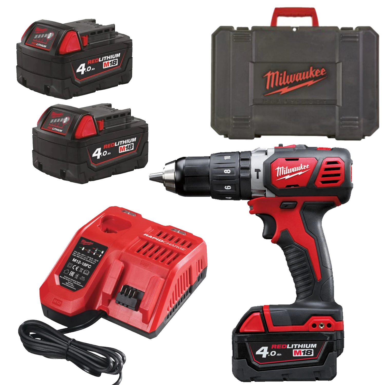 Milwaukee M18 BPD-402C 18V Li-Ion accu klopboor- /schroefmachine set (2x 4.0Ah accu) in koffer-image