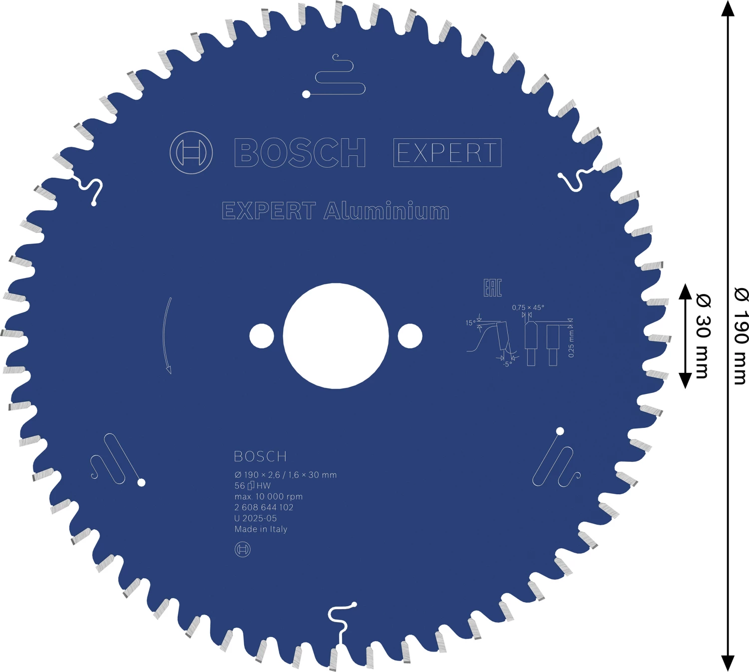 Bosch 2608644102 Expert Cirkelzaagblad - 190 x 30 x 56T - Aluminium - Carbide-image