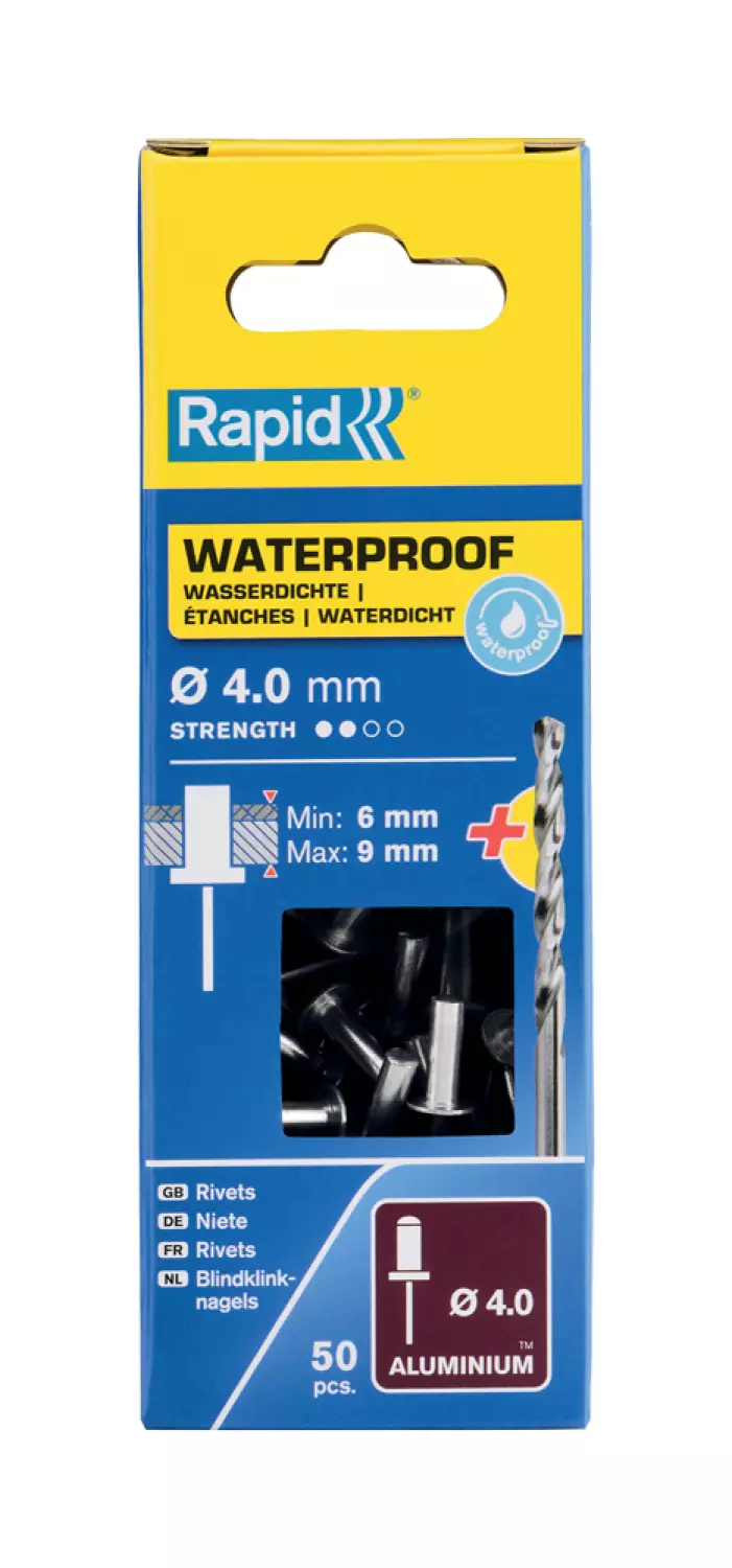 Rapid 5000400 Waterdichte Blindklinknagels incl. boor - Aluminium - 4x12mm (50st)-image