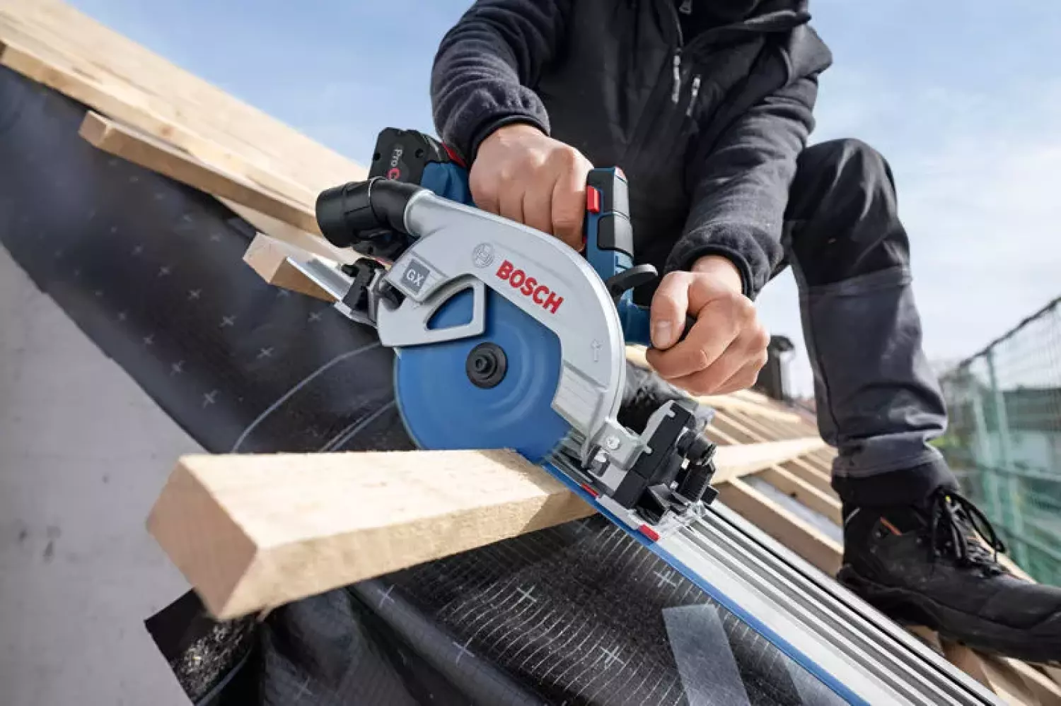 Bosch GKS 18V-57-2 GX 18V tronçonneuse sans fil pour corps de rail de guidage y compris FSN X 440 - 165mm-image