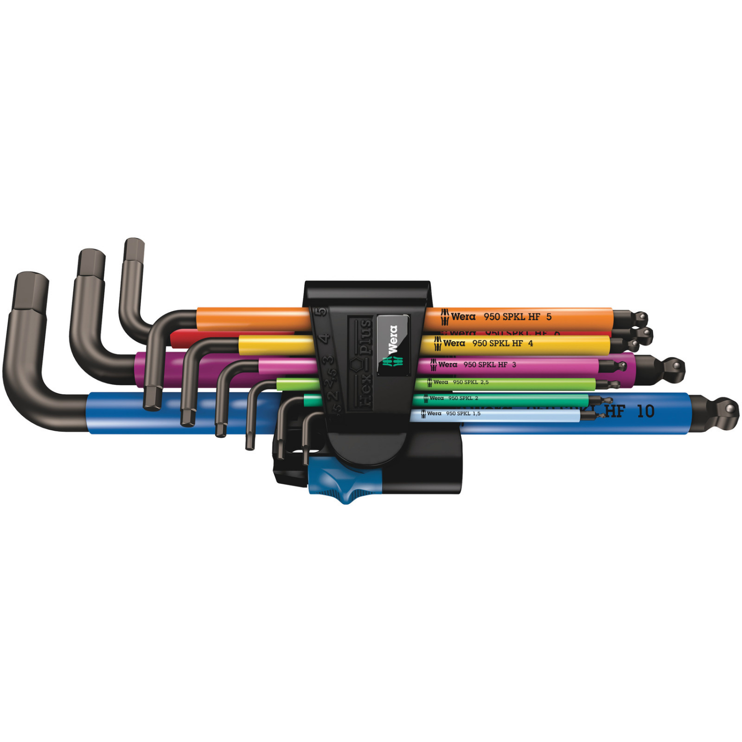 Wera 950/9 Hex-Plus Multicolour HF 1 Jeu de clés mâles coudées, syst. métrique, BlackLaser, avec fonction de retenue, 9 pièces-image