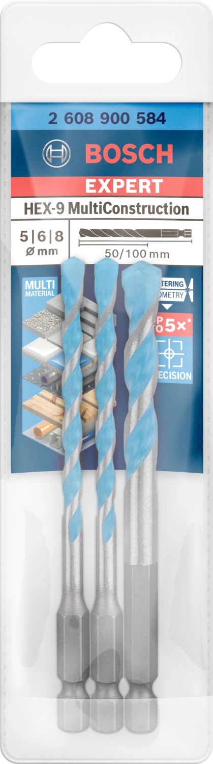 Bosch 2608900584 EXPERT 3-delige HEX-9 MultiConstruction borenset - 5/6/8mm-image