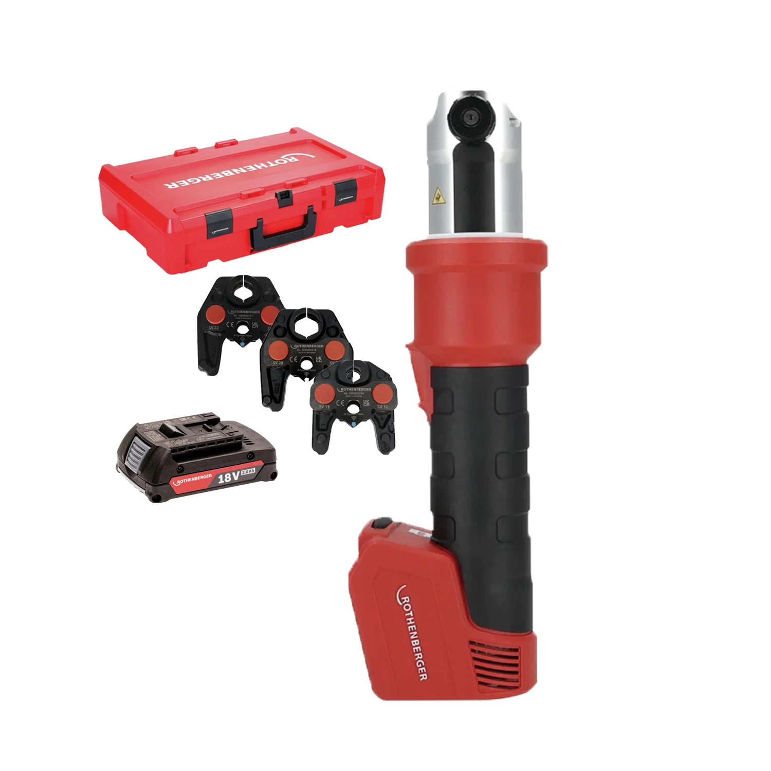 Rothenberger 1000005046 Romax Nano 18V accu perstang iJAWs set (1x 2.0Ah accu + lader) incl. SV bekken - 15-22-28mm - CAS-image