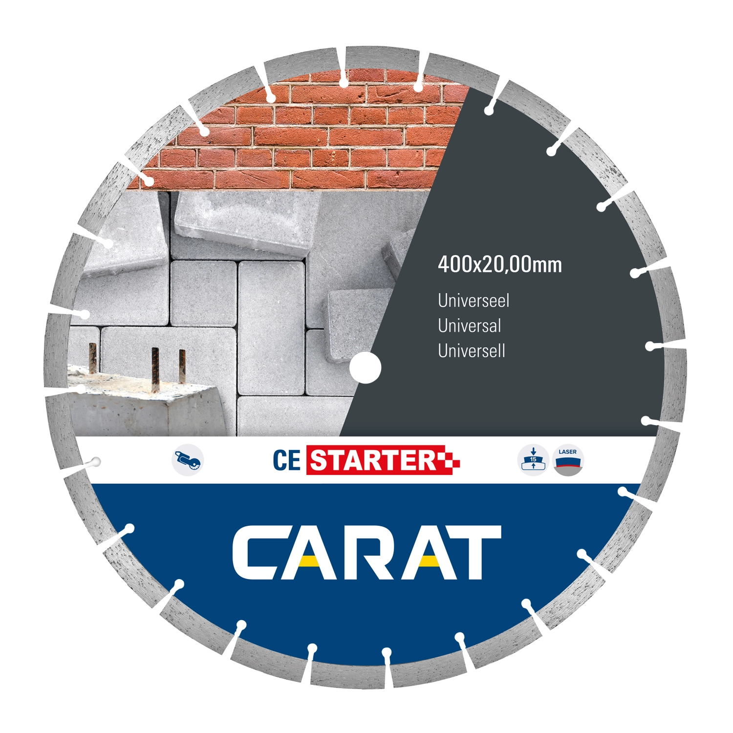 Carat CES4004000 Lame de scie diamantée pour coupe à sec - 25.4 x 400mm - Universelle-image