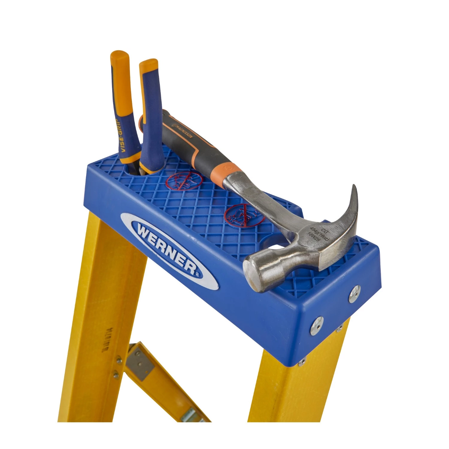 Little Jumbo 1277170318 Werner Plateforme Escabeau - Simple - Fibres de verre - 1 x 3 marches - max. hauteur de travail 2,5m