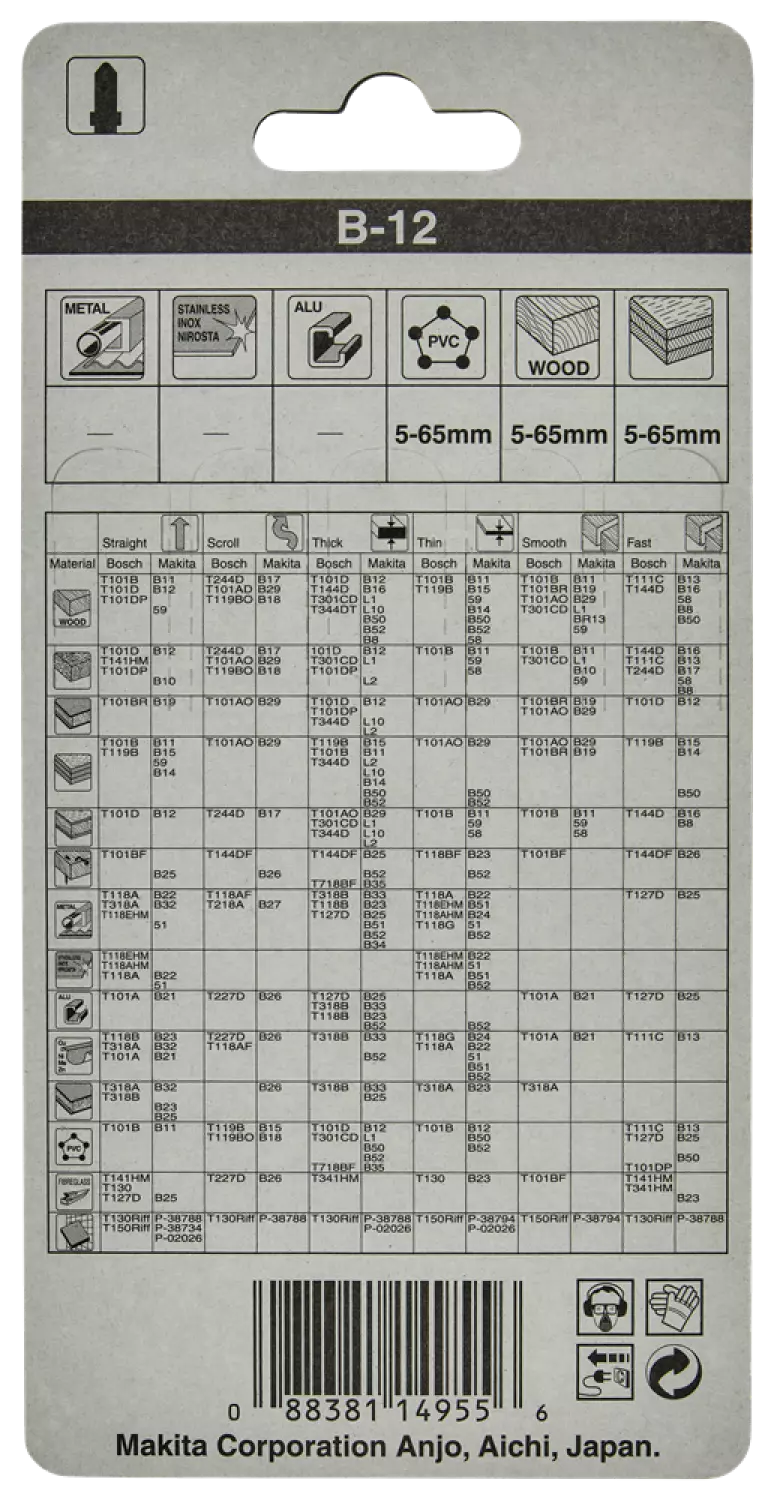 Makita A -85640 HCS Lame de scie sauteuse B12 - Pure - Bois / plastique extra épais (5 pcs)-image