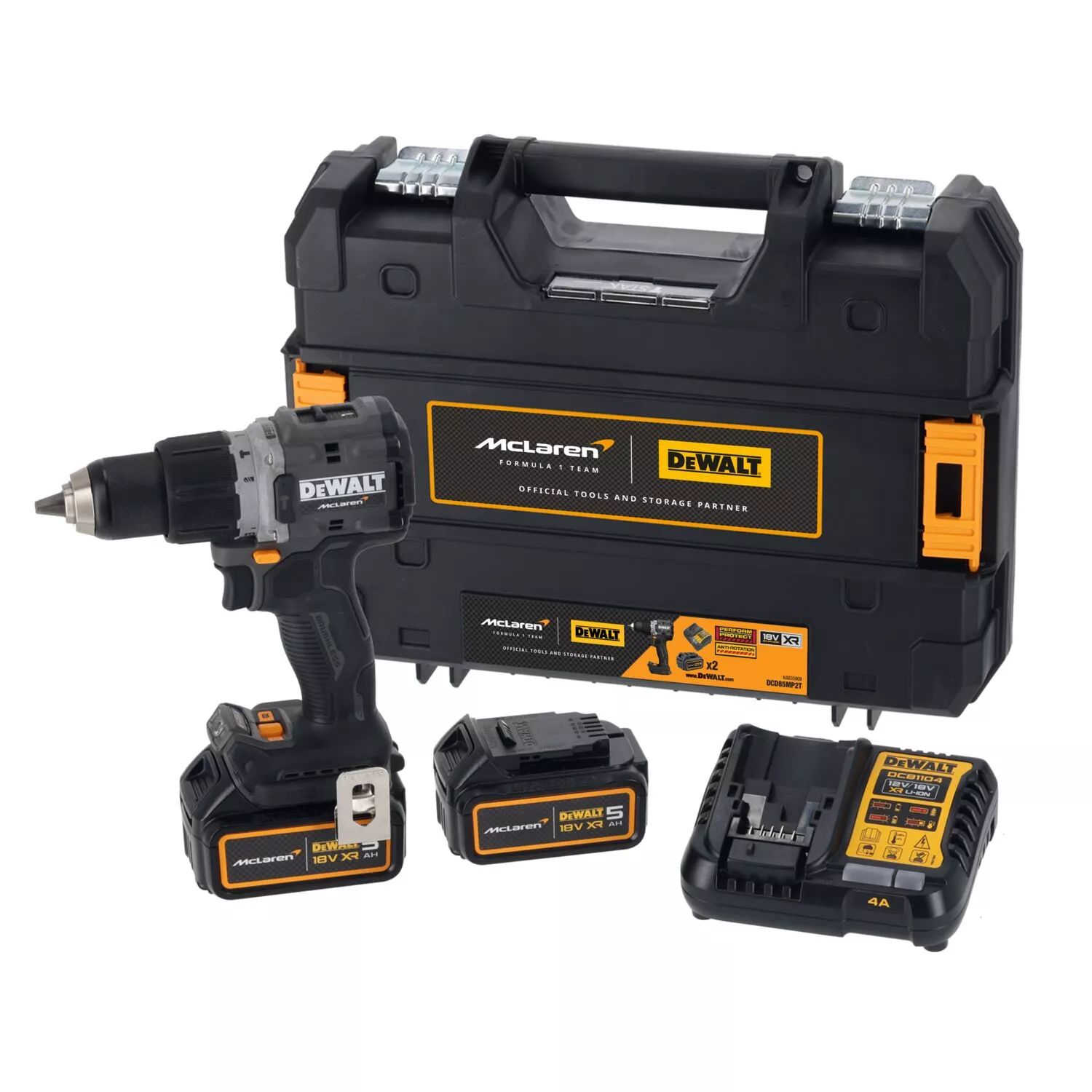DeWALT DCD85MP2T Ensemble marteau perforateur/visseuse sans fil McLaren 18 V Li-ion (2 batteries 5,0 Ah) dans TSTAK-image