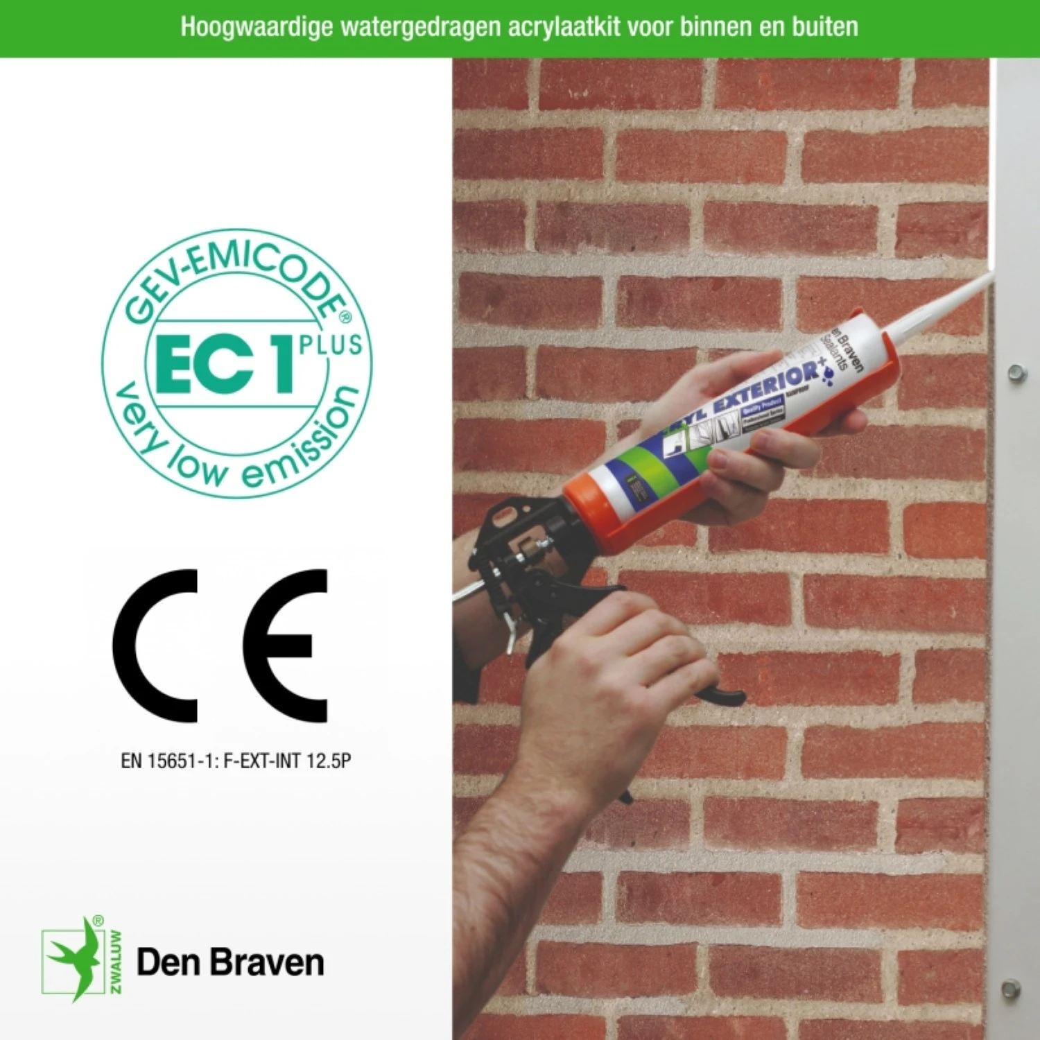 Zwaluw Den Braven 30880021 Mastic acrylique Exterior+ - Blanc - 310 ml - 12 pièces