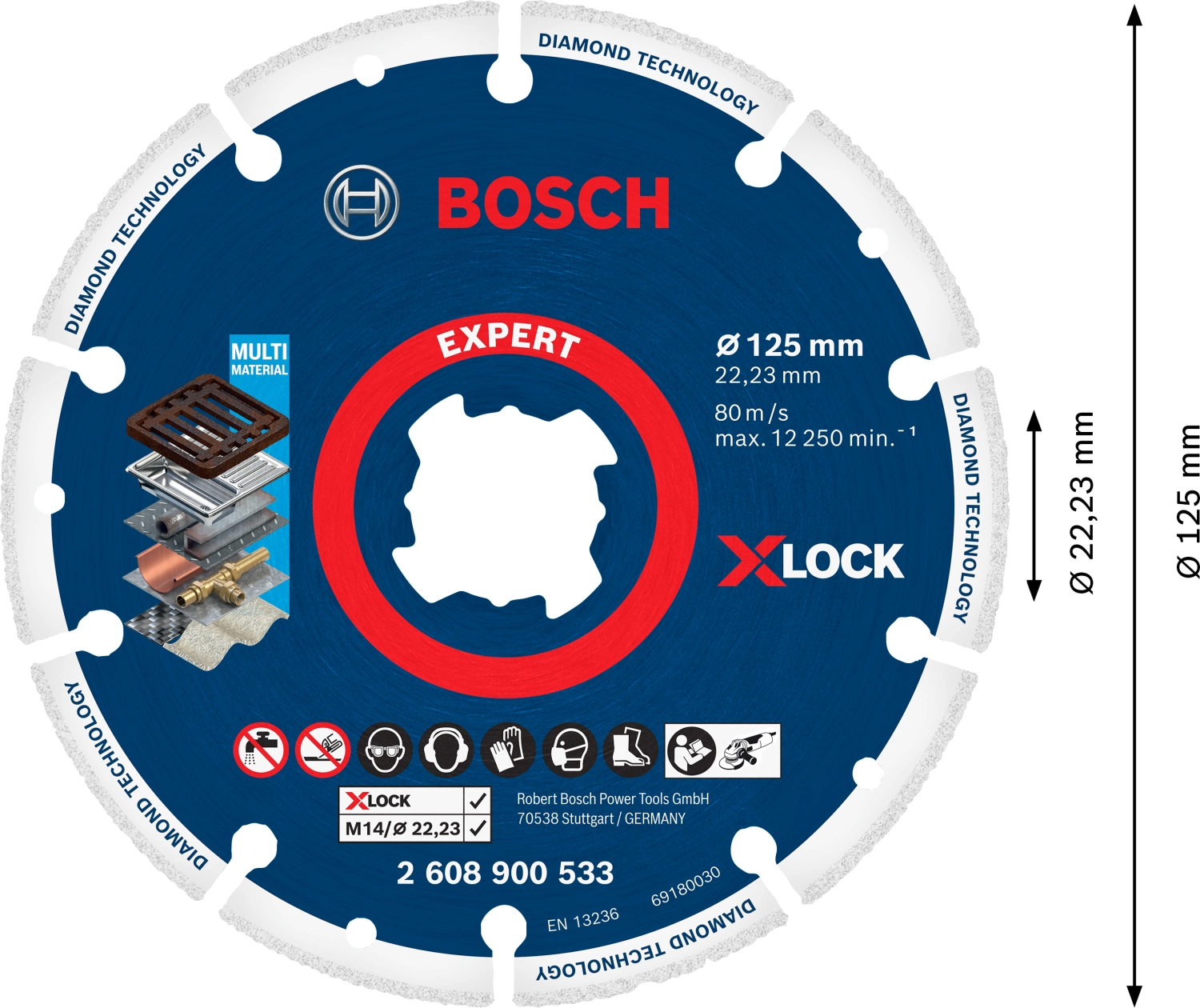 Bosch 2608900533 X-LOCK Disque diamanté Métal - 125 x 22.23 mm-image
