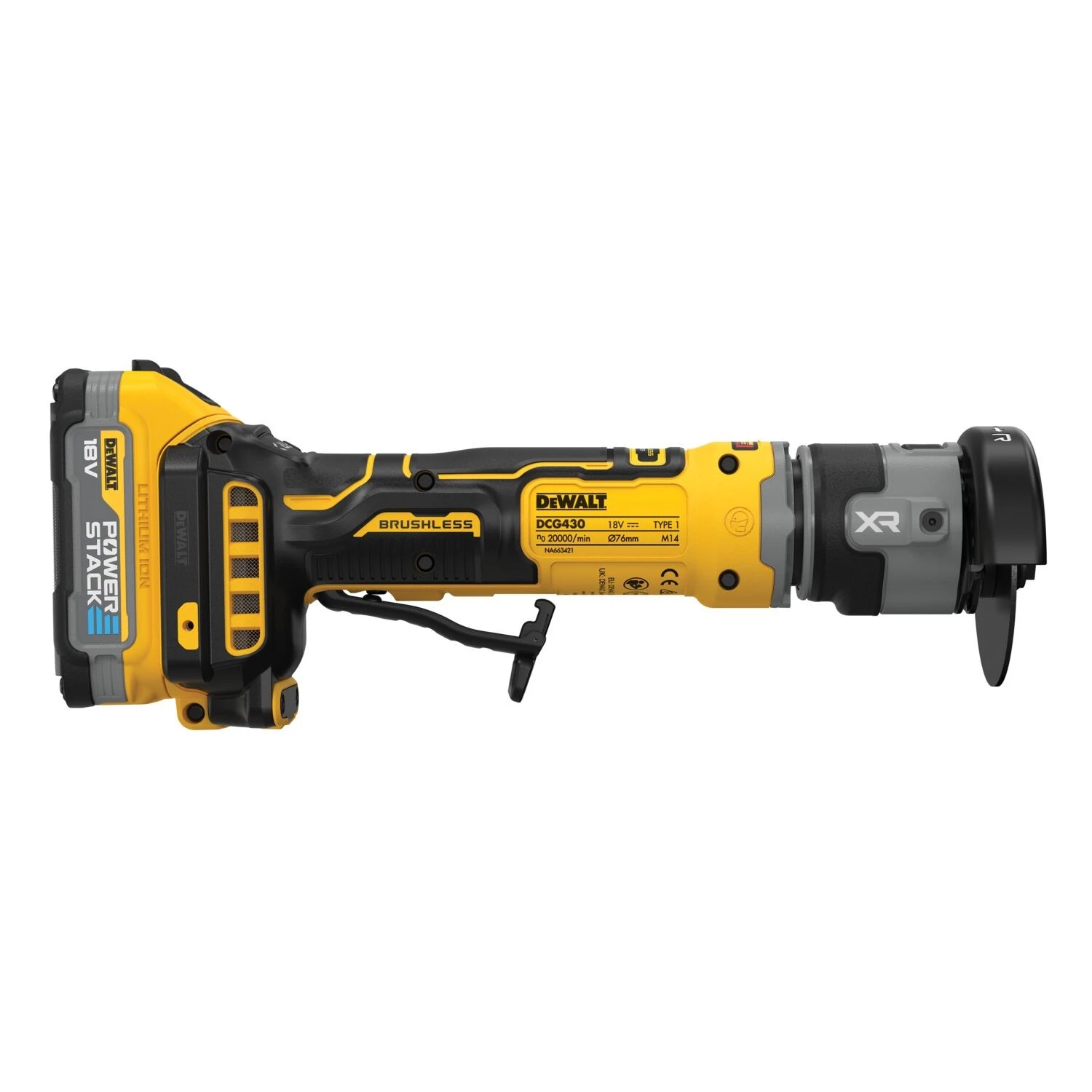 DeWALT DCG430E2T-QW Kit tronçonneuse sans fil 18 V XR (2 batteries Powerstack 1,7 Ah + chargeur) - 76 mm-image