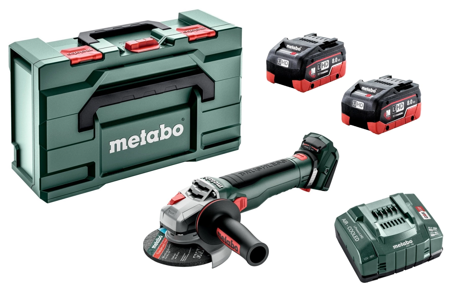 Metabo WB 18 LT BL 11-125 Quick 18V Li-ion Accu haakse slijper set (2x 8.0 LiHD Ah) in MetaBox-image