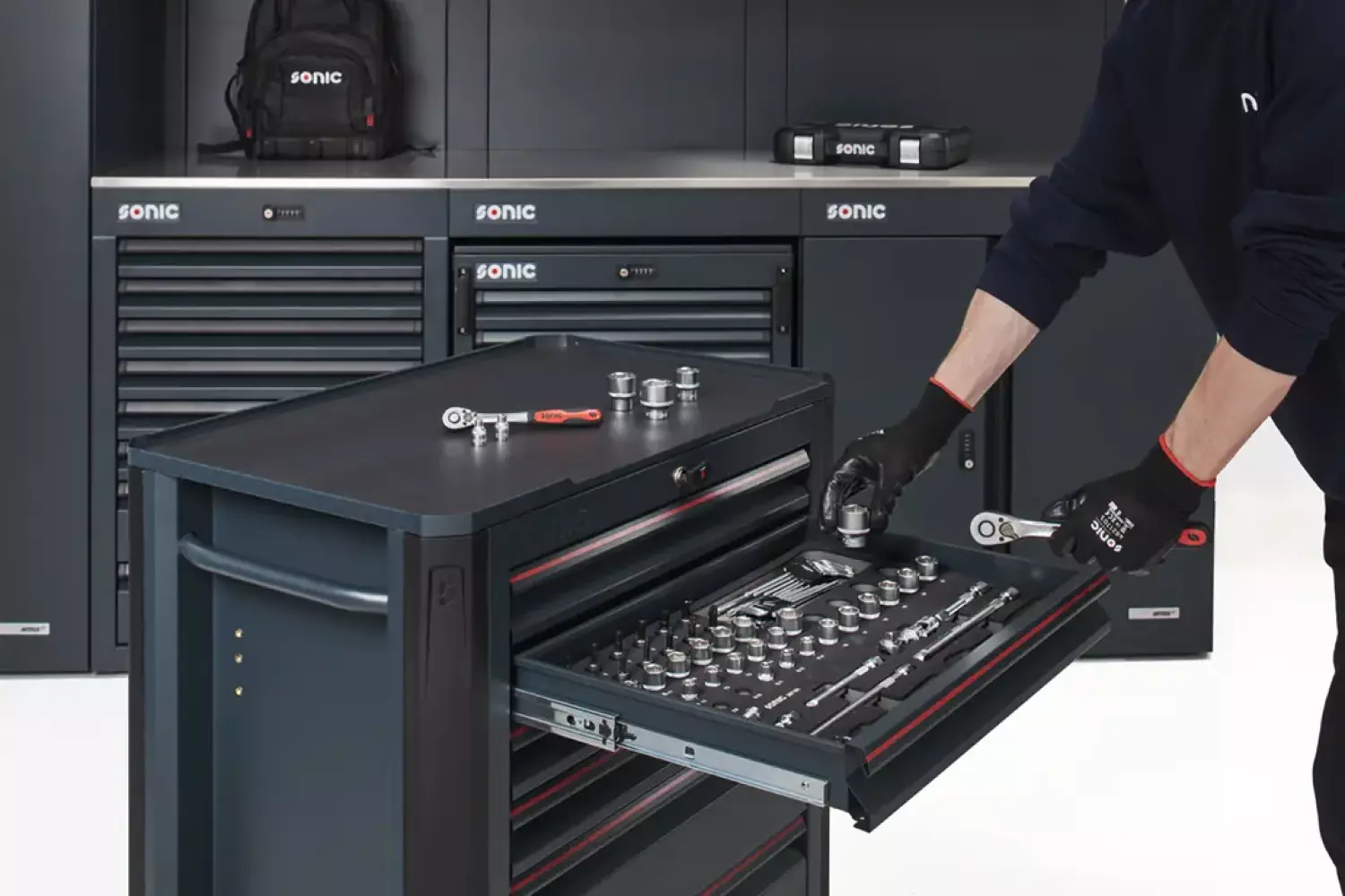 Sonic 714075 NEXT S7 chariot d'outils complet - 140 pièces-image