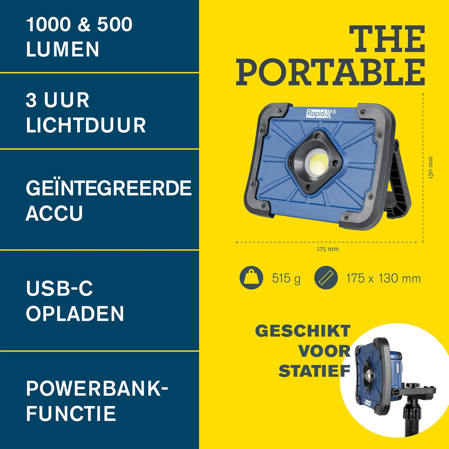 Rapid The Portable Werklamp - 1000Lm - IP65