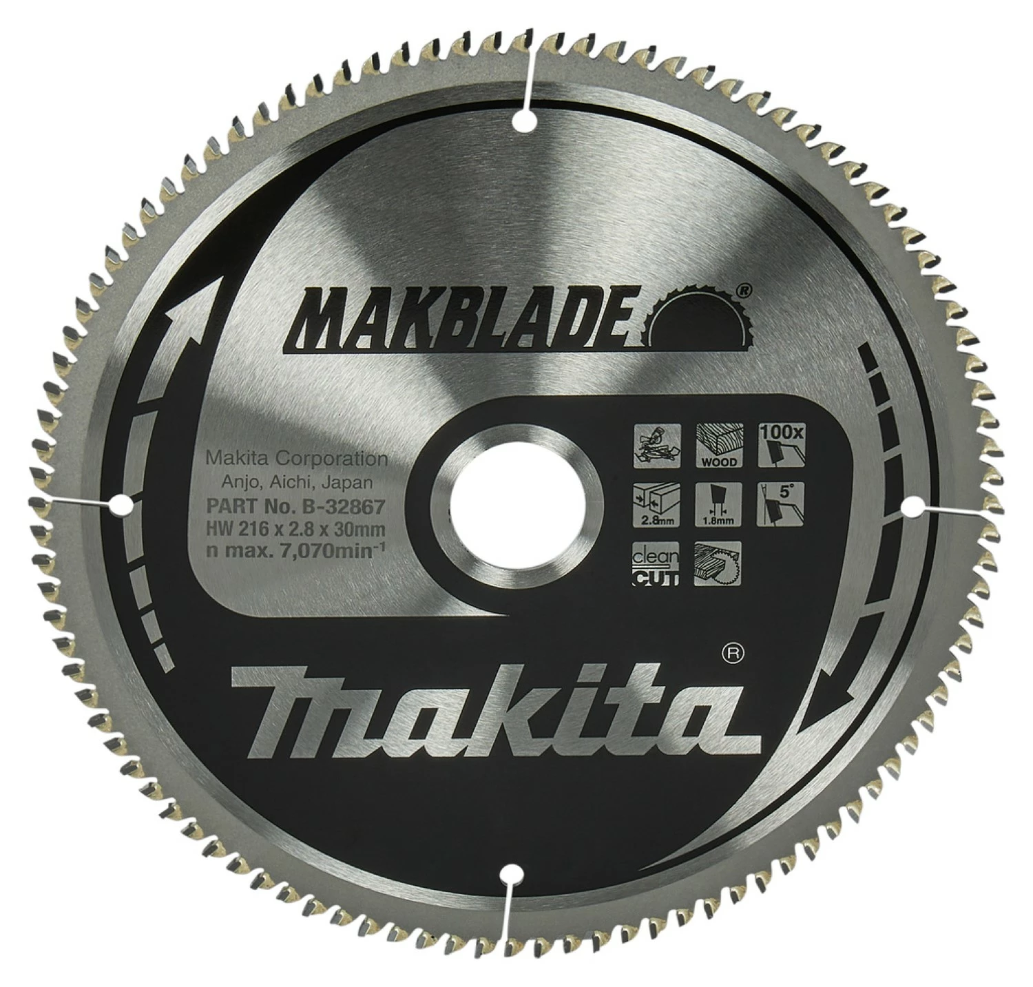 Makita B-32867 Makblade Cirkelzaagblad -  216 x 30 x 100T - Hout-image