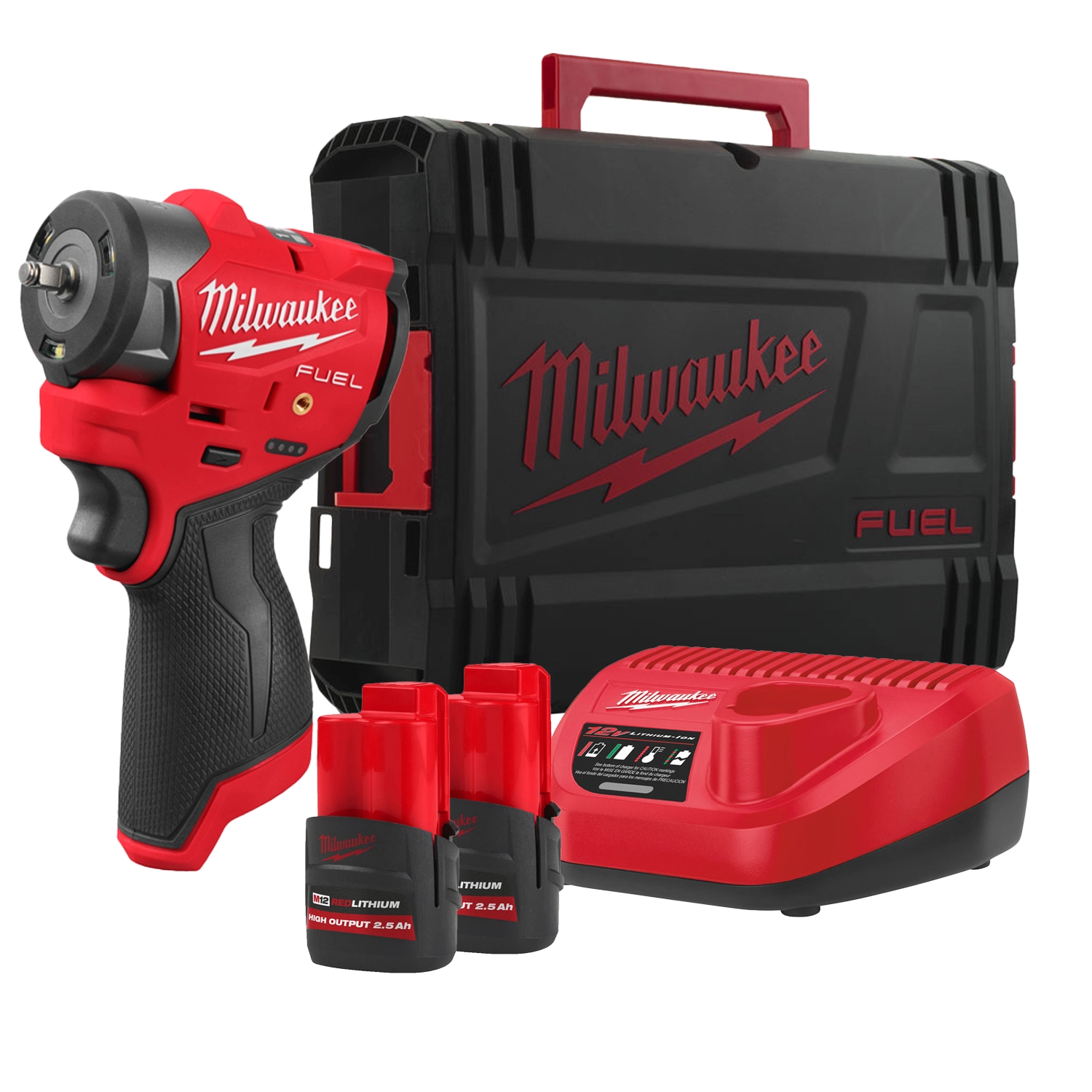 Milwaukee M12 FSCIWF14-252X 12V Li-ion accu slagmoersleutel set (2x 2.5Ah accu) in HD Box - 1/4''-image