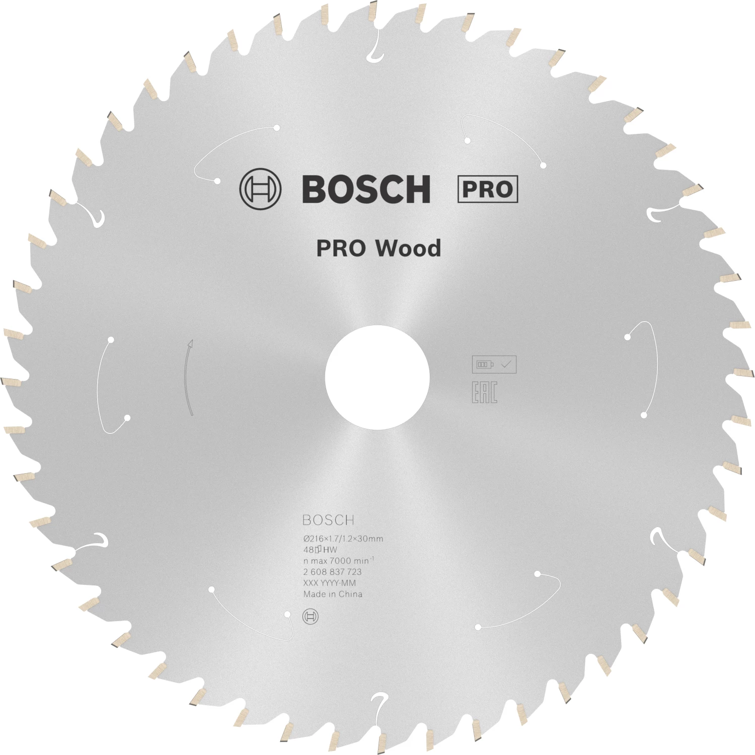 Bosch 2608837723 PRO accu afkortzaagblad voor Hout - 216 x 30 x 48T
